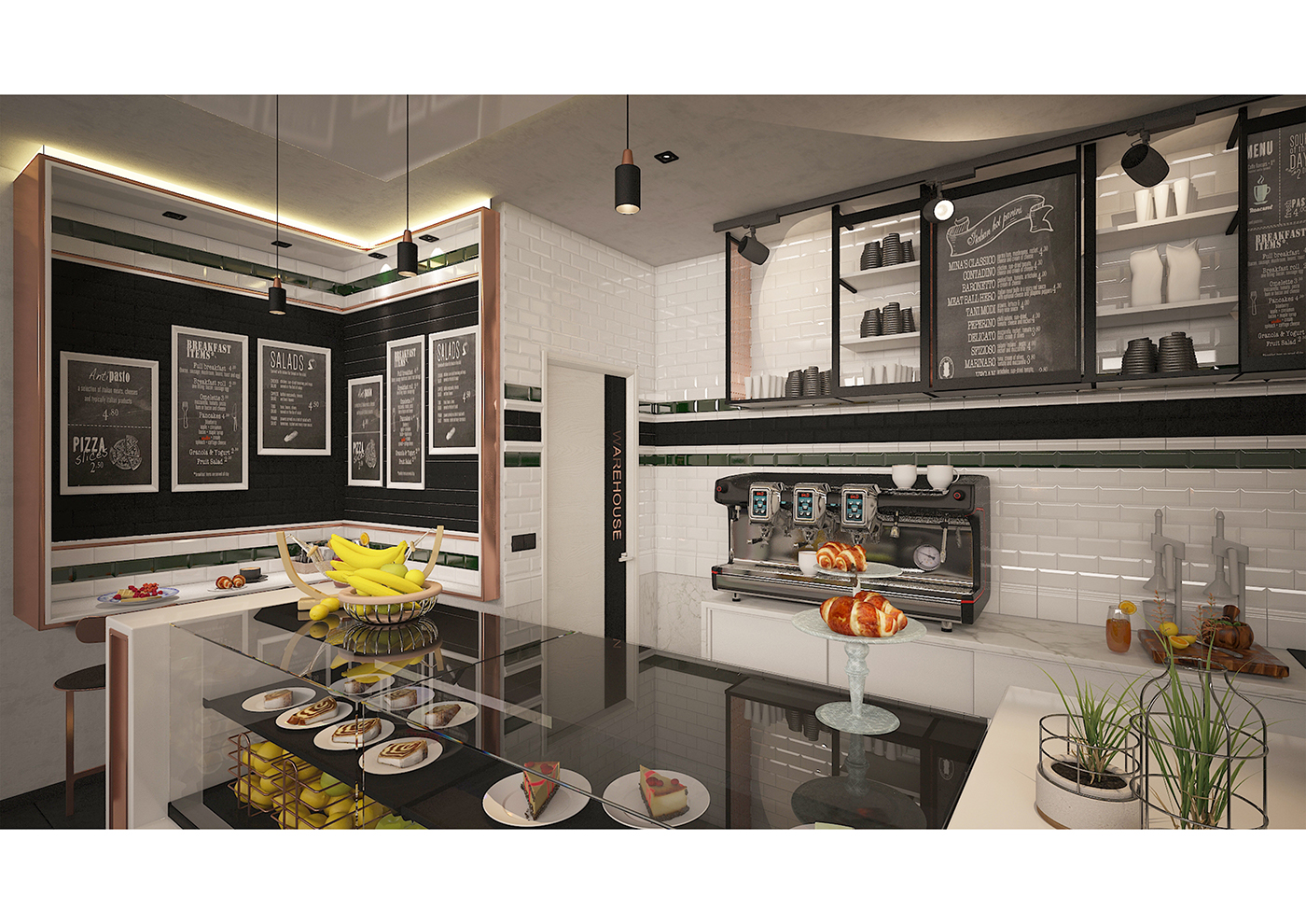 interior design  coffee shop take away Marble White grey design black fruit bar healthy food