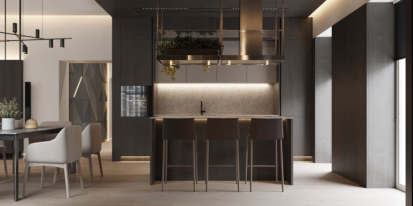 3ds max architecture corona Interior interior design  kichen design livingroom modern Render visualization