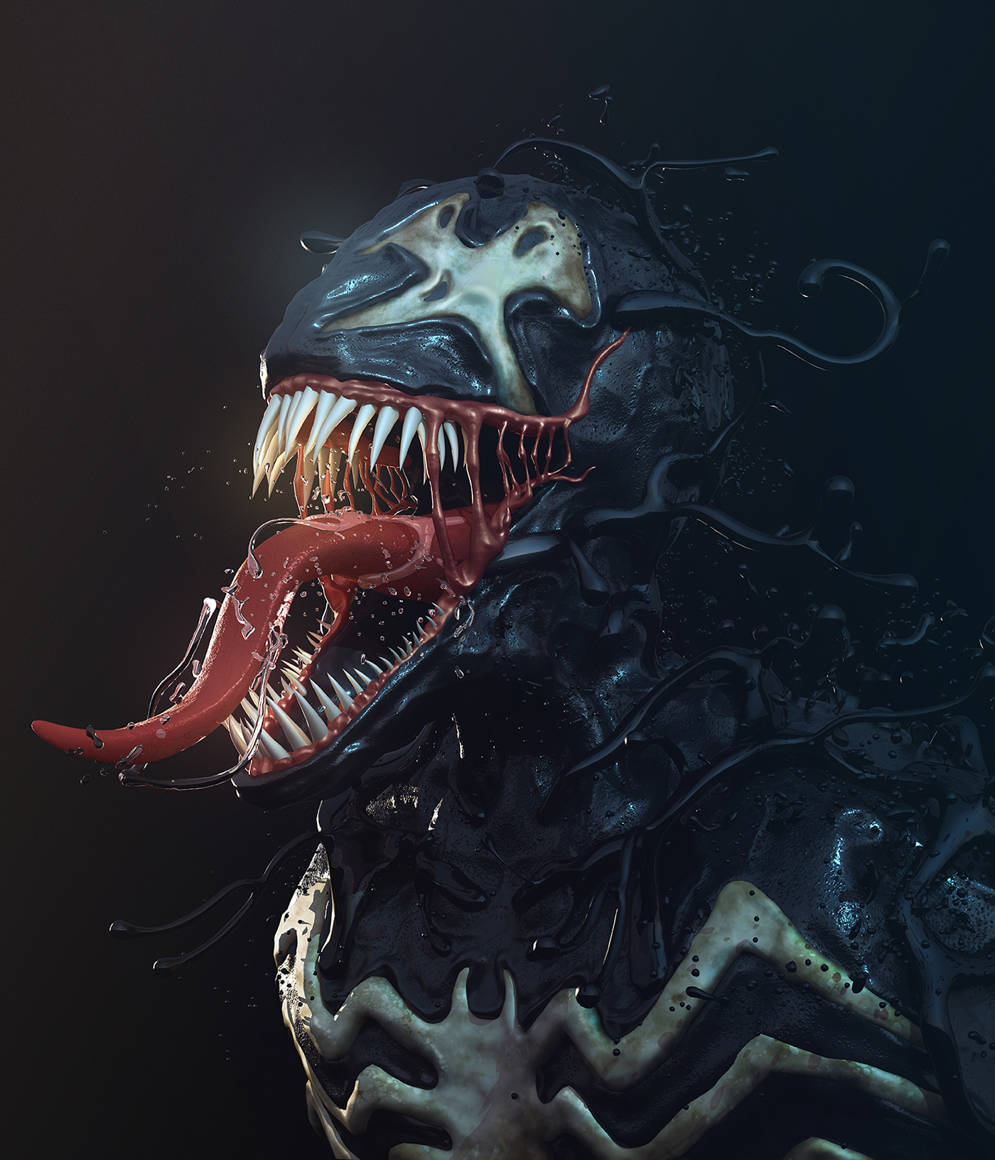 venom spiderman Zbrush 3D CGI Sculpt Render vray photoshop characte