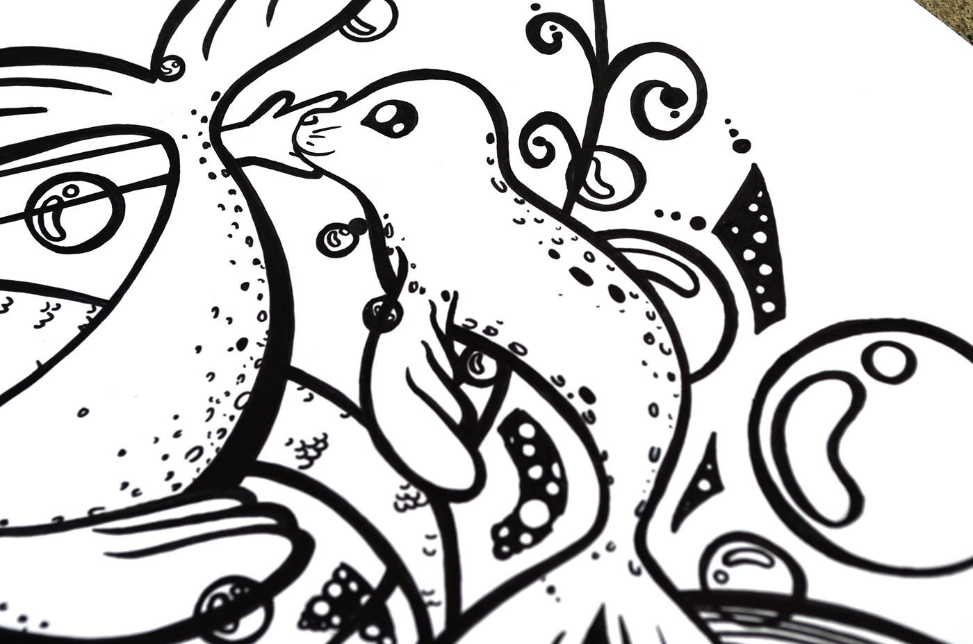 ilustracion diseño dibujo Ocean oceano sirena leones marinos burbujas siren bubbles water agua negro Love