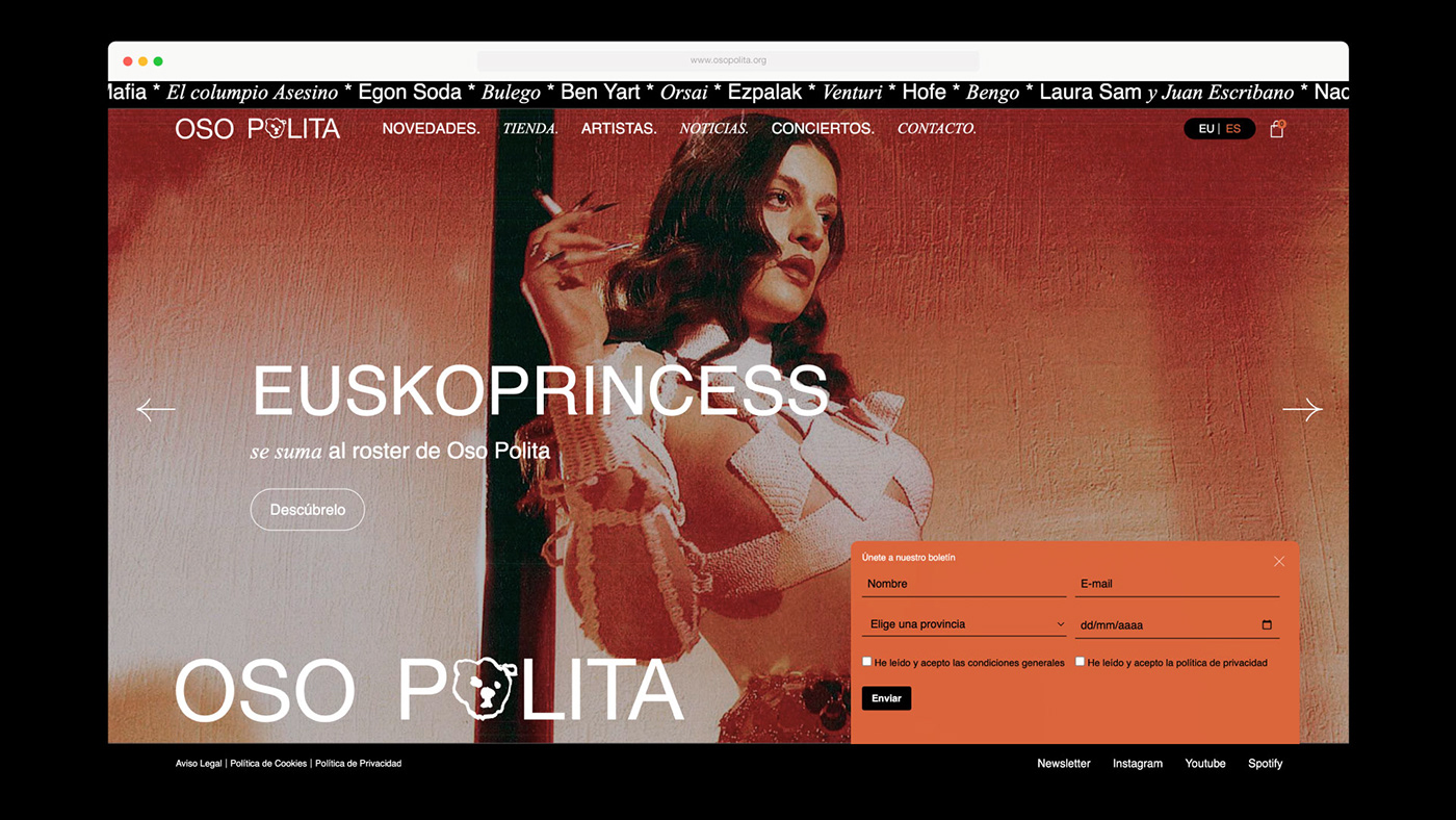 Website Website Design collage last tour Oso polita