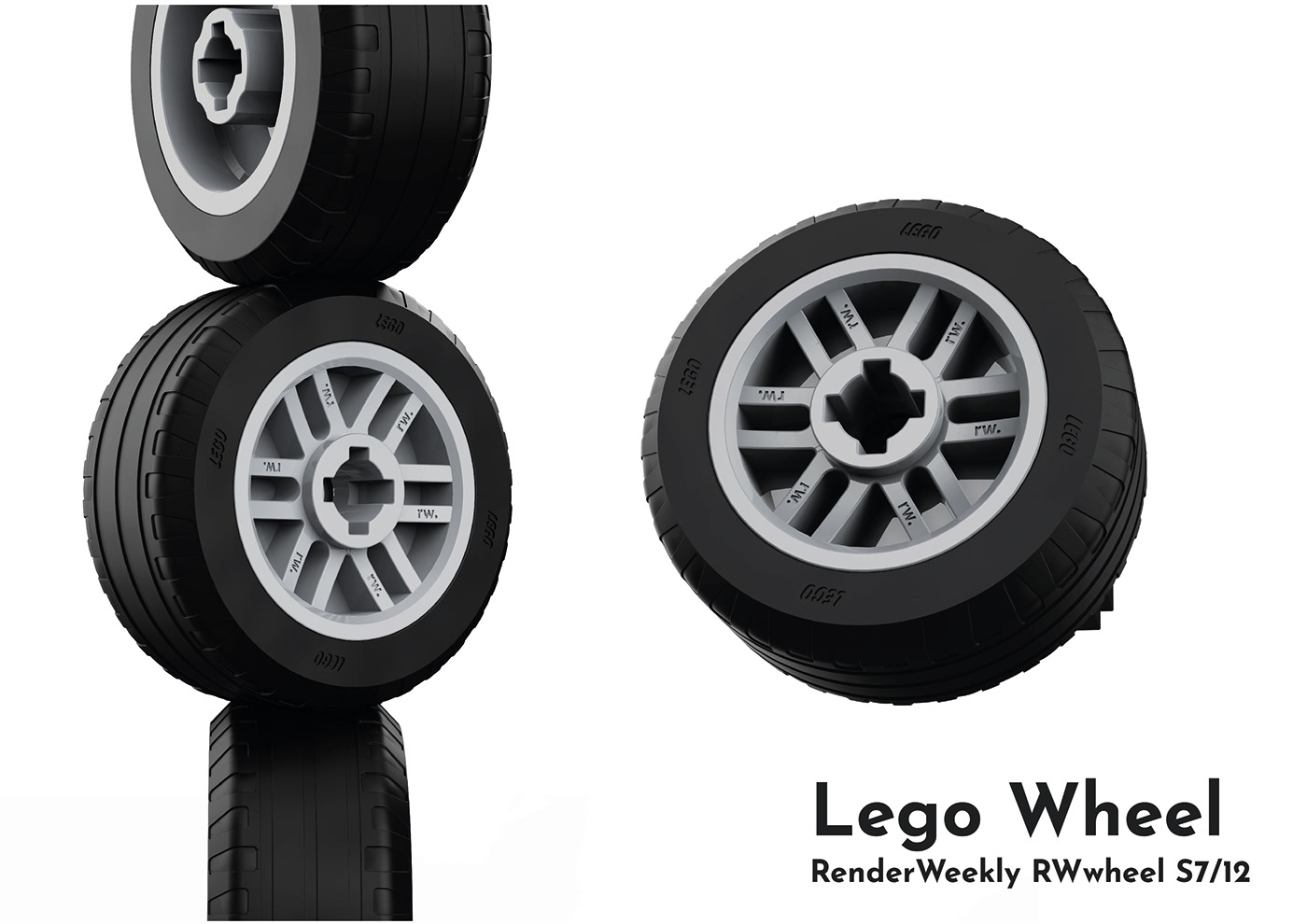 Render for renderweekly, industrial design, lego wheel, rendered with keyshot