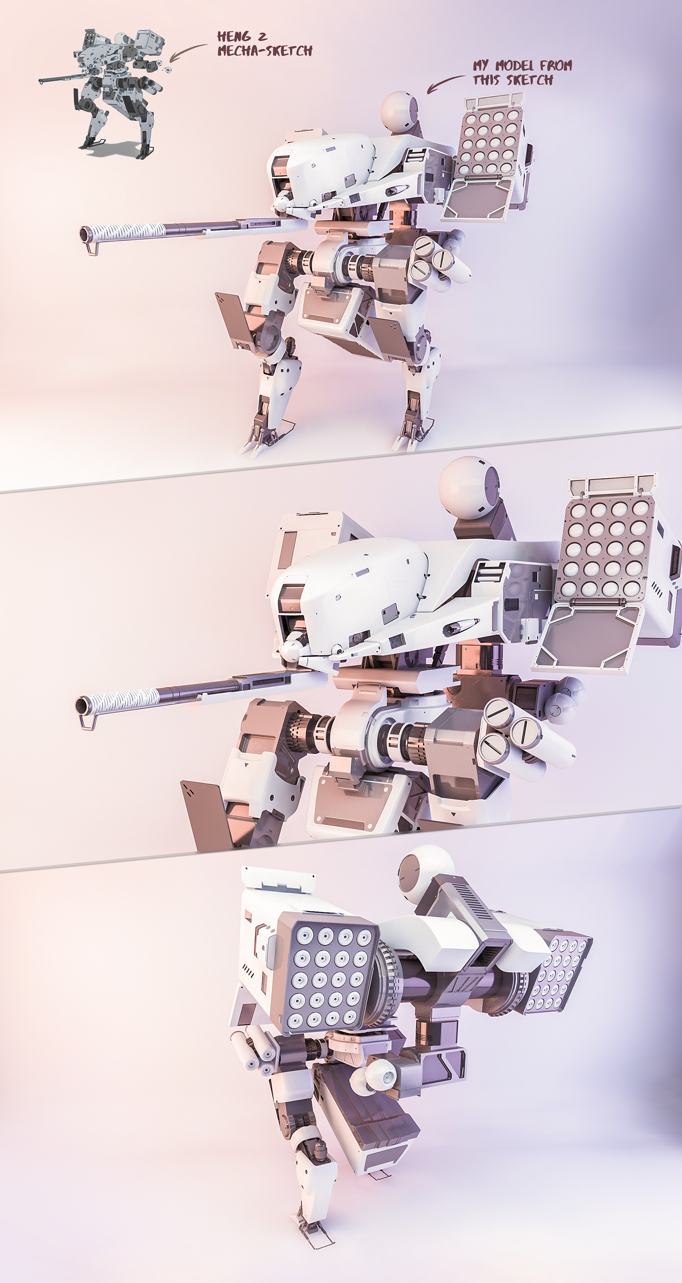 mecha modeling 3D robot future Scifi rocket human sketch Gun