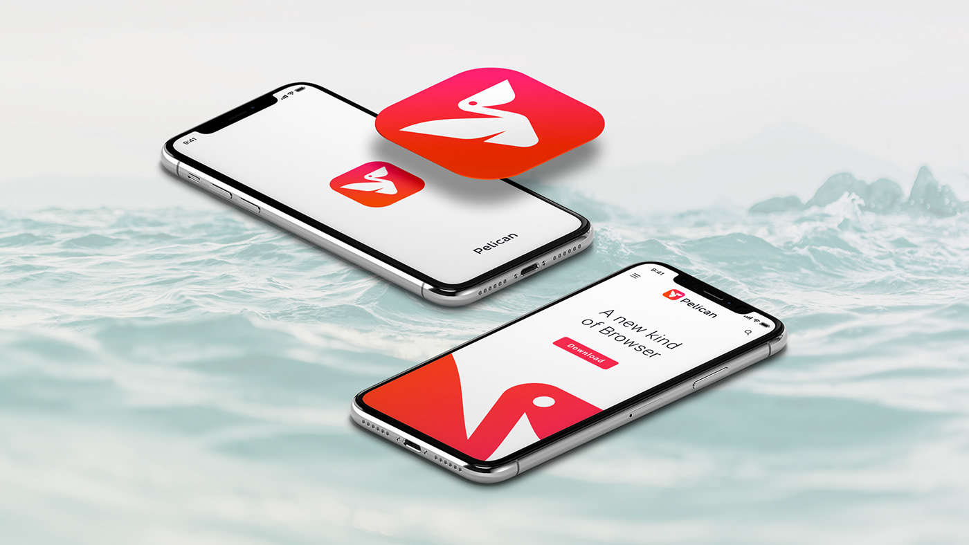 app brand identity branding  browser digital logo mobile pelican phone Web