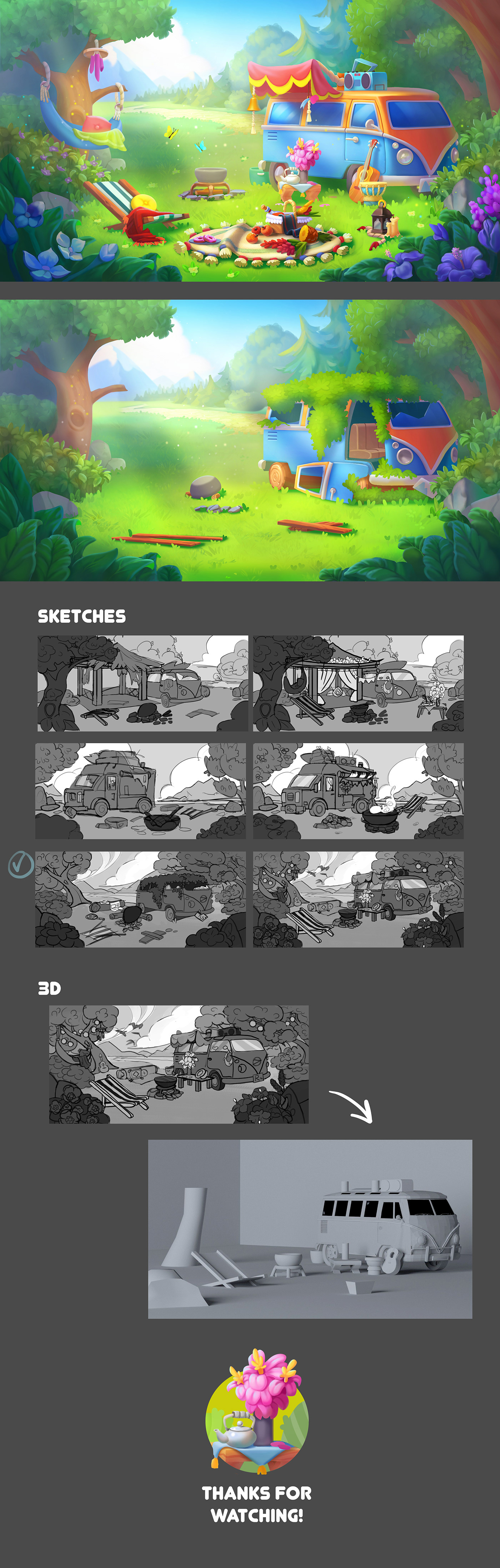 2D 2D art concept art digital illustration Drawing  gardenscapes homescapes mobile game Playrix Games sketch