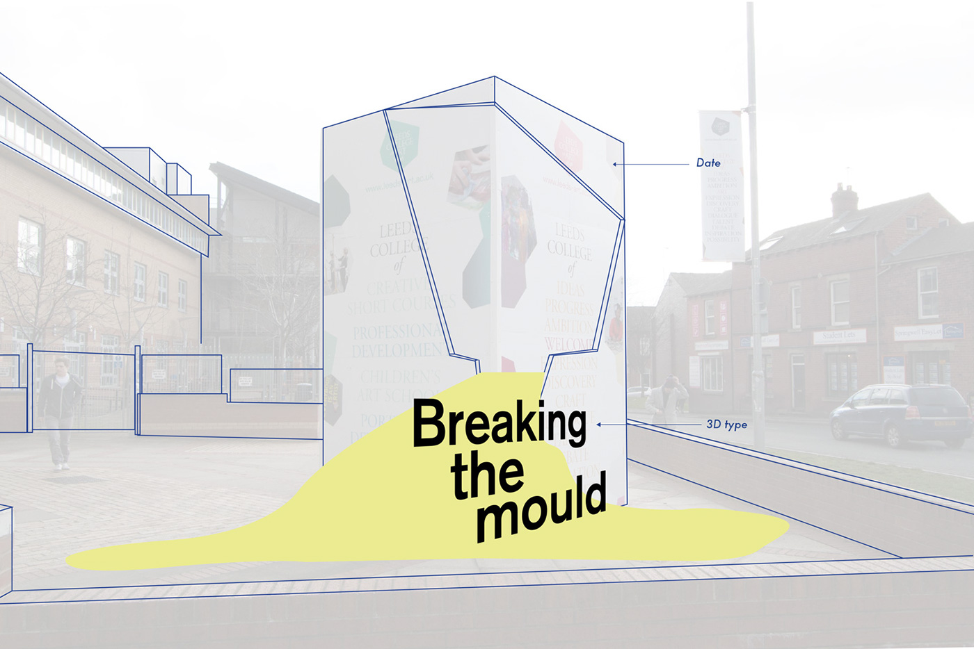 Exhibition  brand plaster LCA degree show Proposal University art school smashing Make Or Break BREAKING THE MOULD