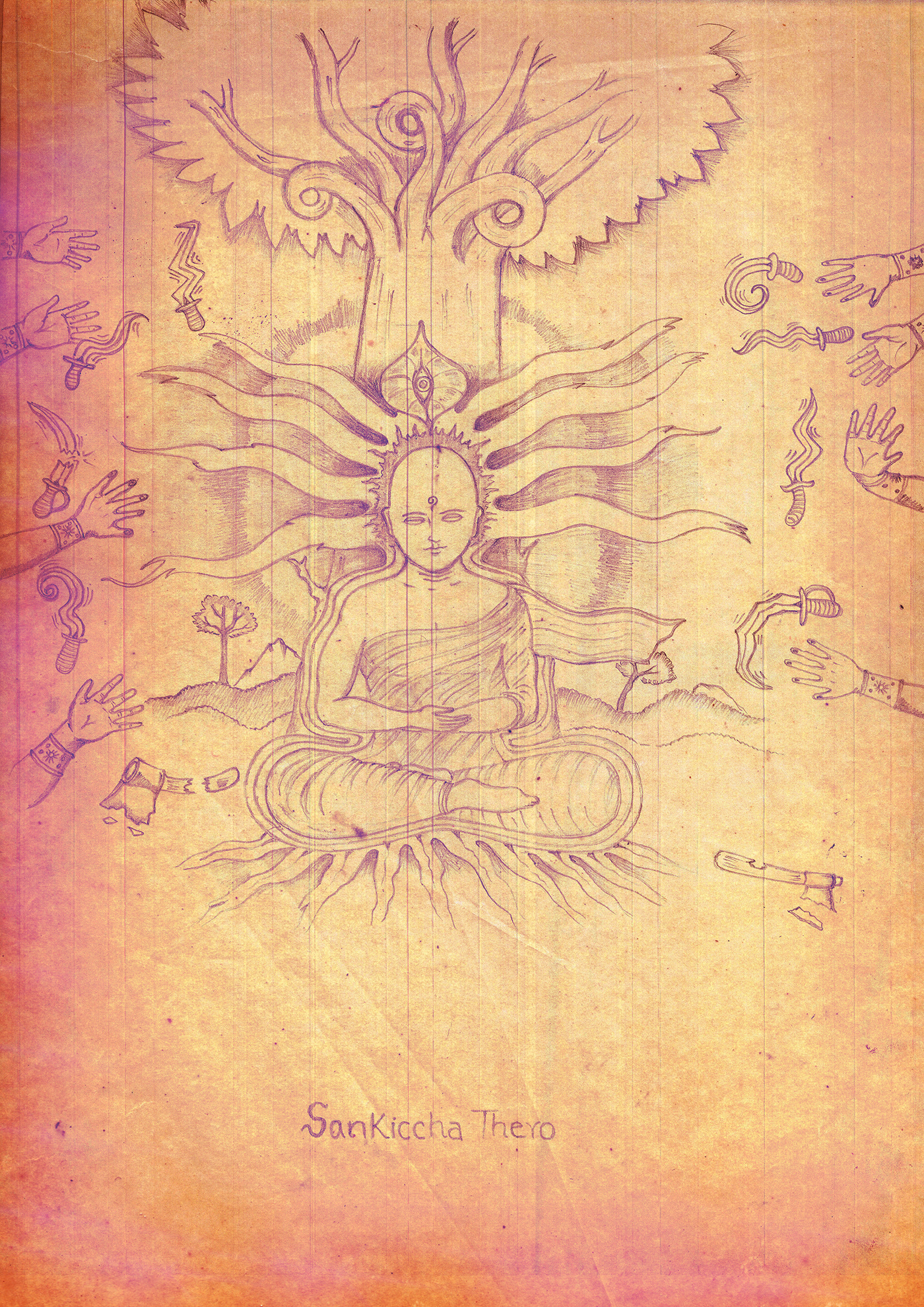 artist buddhism concept art ink Pencil drawing pencil sketch Prometheus sketch sketchbook