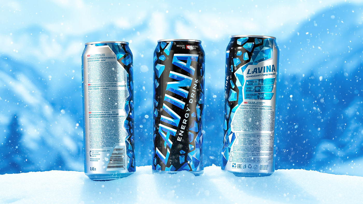 energy drink packaging design beverage drink Packaging Logo Design Avalanche snow ice mountains