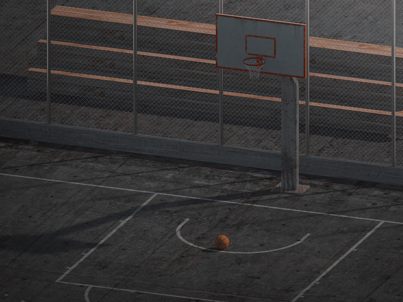 Isometric lowpoly realistic 3D basketball Playground