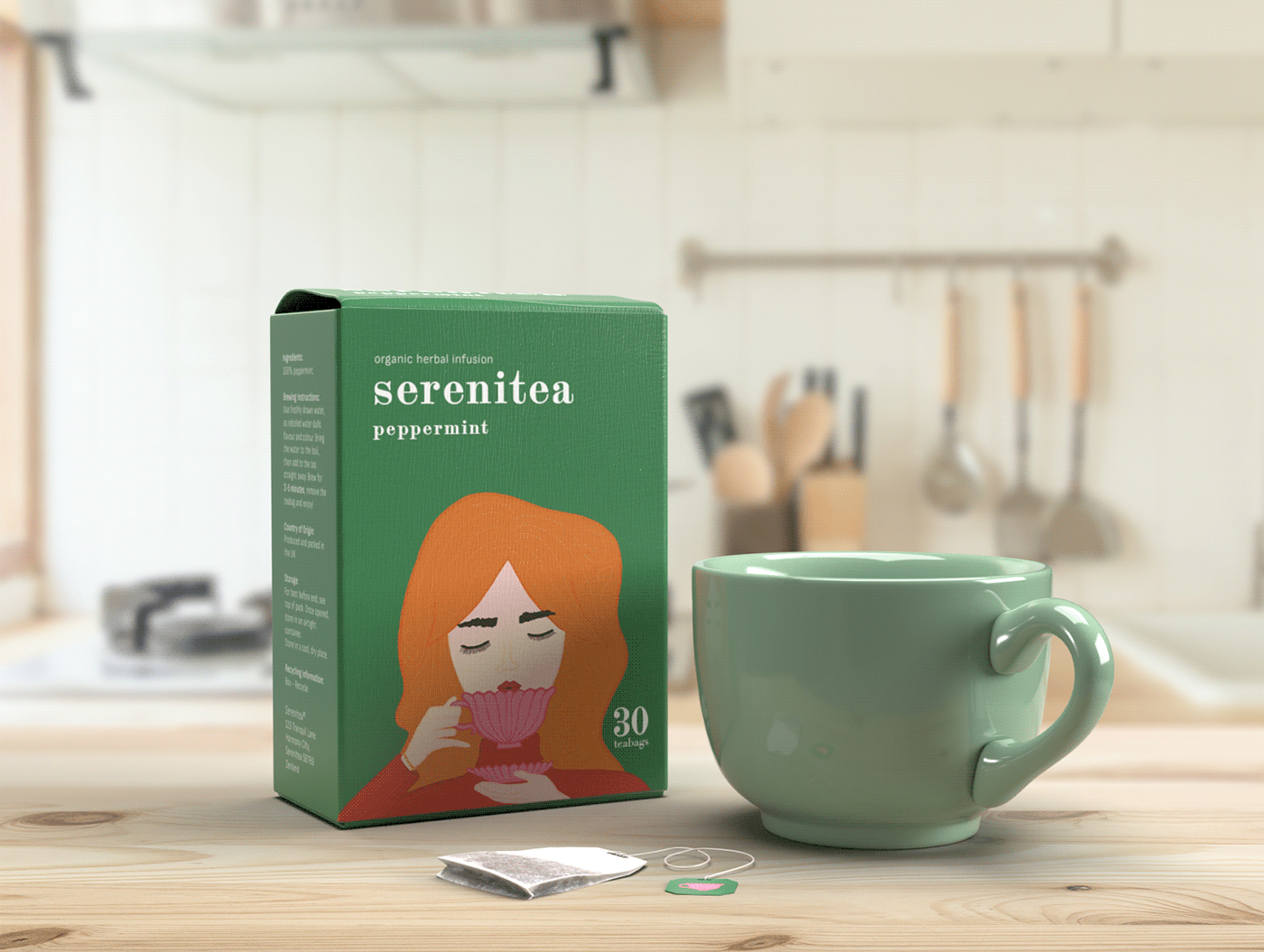 packaging design ILLUSTRATION  graphic design  visual identity tea Packaging Render