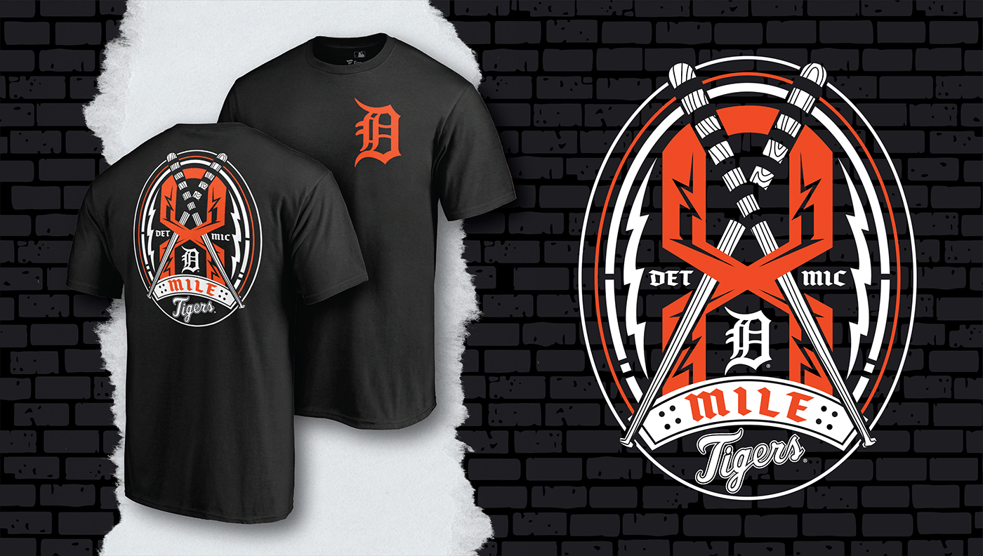 apparel Apparel Design art direction  baseball Clothing Detroit Tigers graphic design  ILLUSTRATION  mlb streetwear