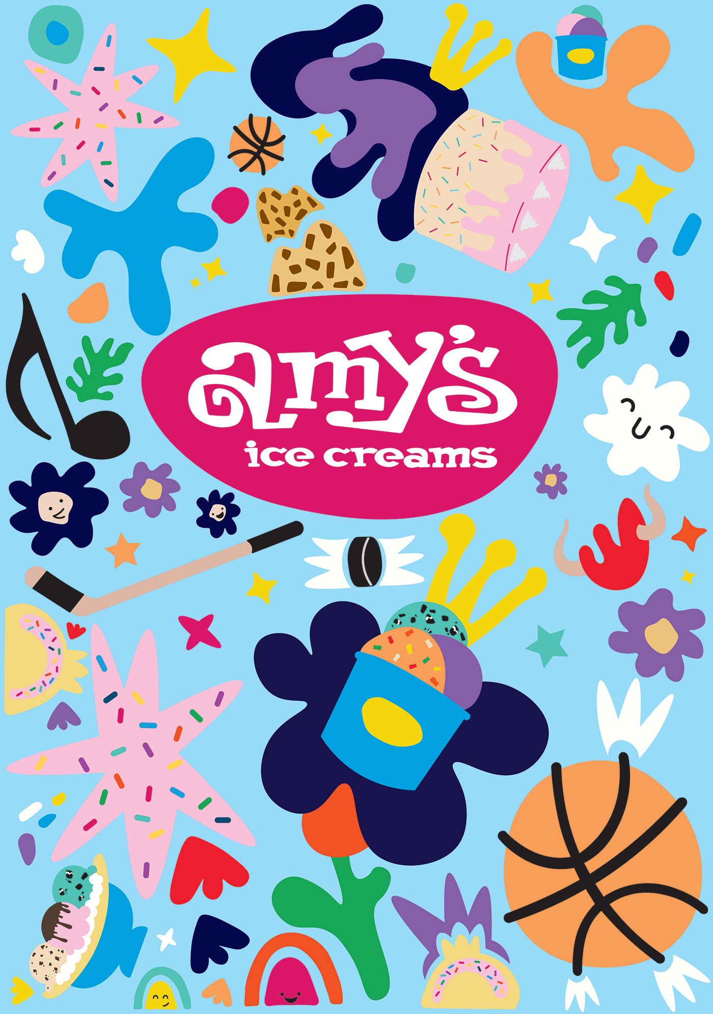 graphic design  ILLUSTRATION  Illustrator designer adobe marketing   Cintiq amy's ice creams H-E-B Center harlem globe trotters