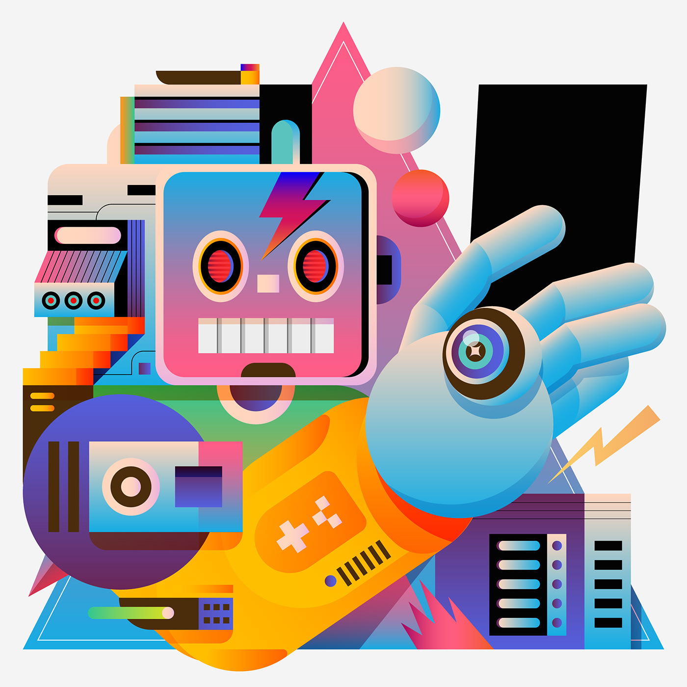 Character design  Collaboration color Digital Art  indonesia metaverse Retro robot STEAMPUNK vector