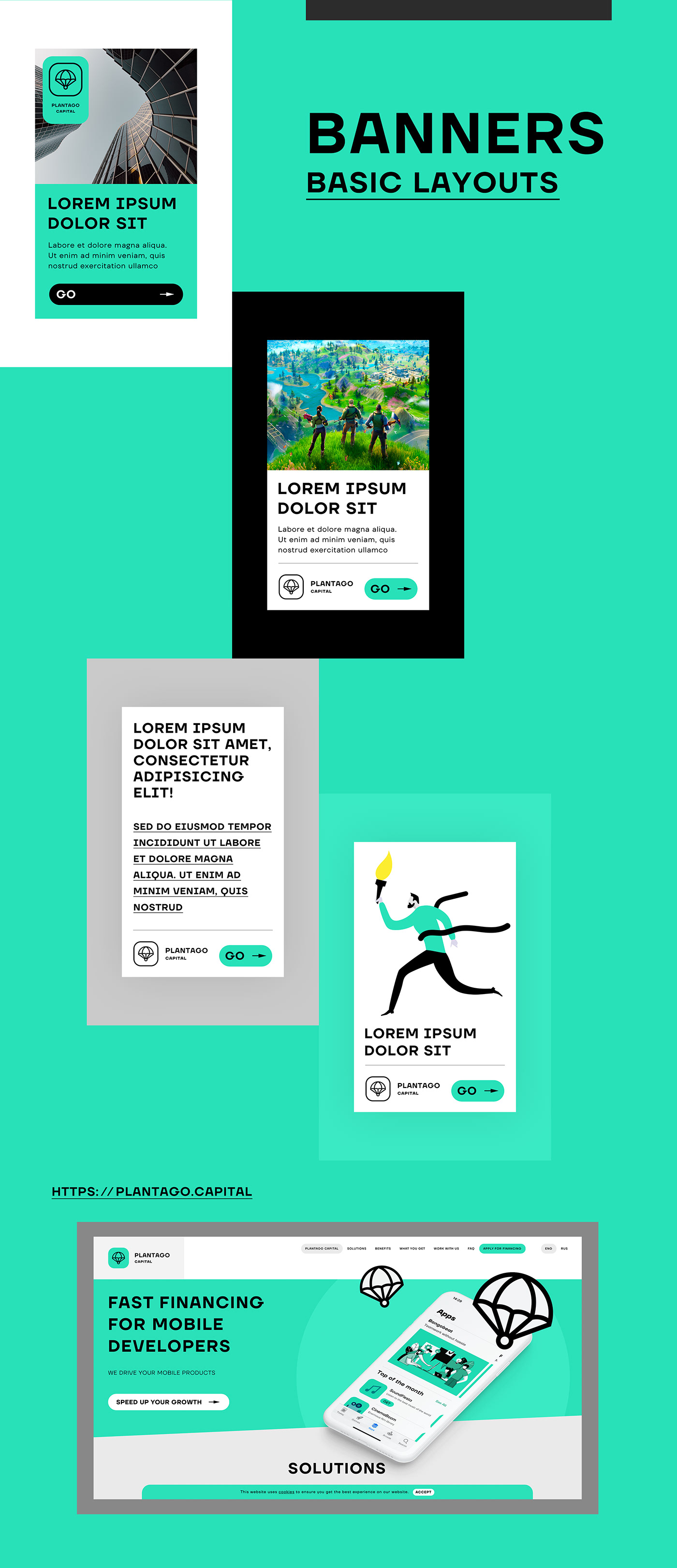 banners design system guidelines illustrations Investments landing page logo mint color Responsive web design