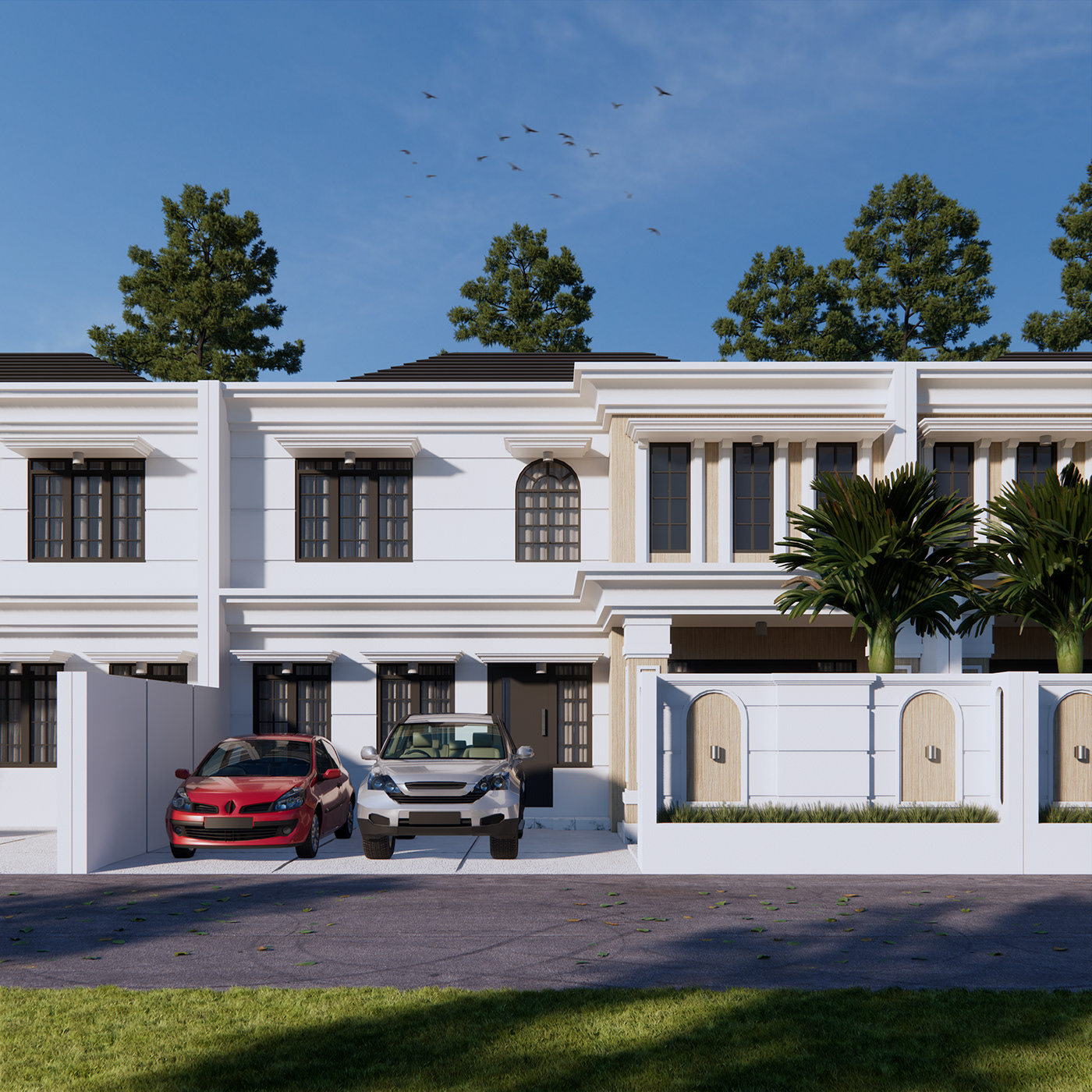 house architecture visualization 3D exterior Render enscape design Residence perumahan