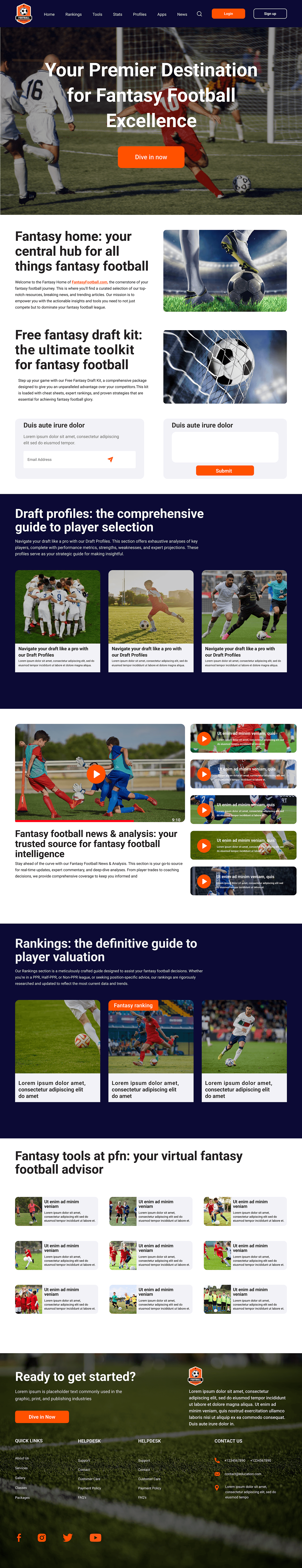 Figma UI/UX ui design Web Design  Website design football fantasy