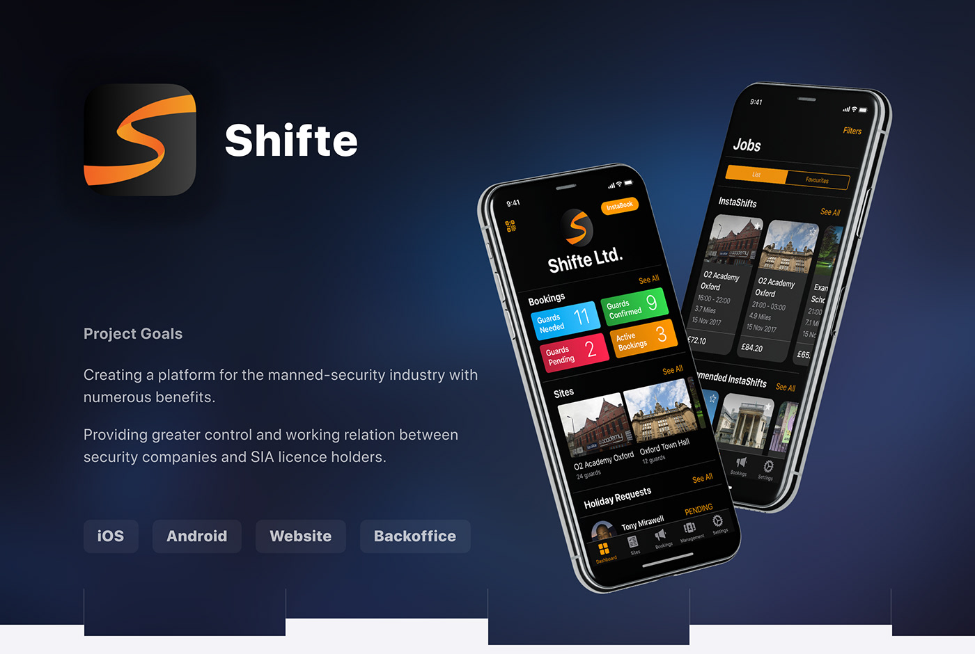 security guard Platform app shifte management employees hire web app UK