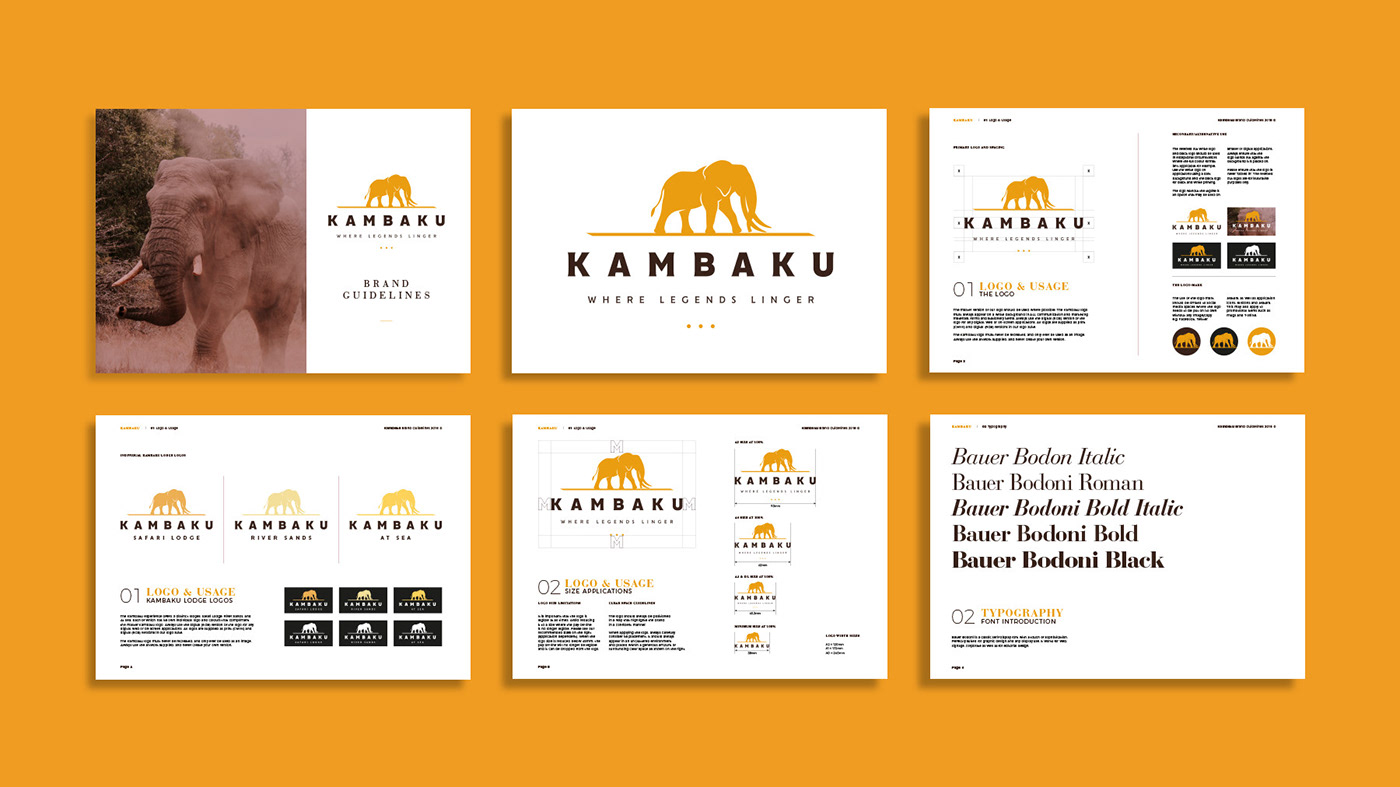 kambaku Safari lodge brand identity Corporate Stationery brand guidelines Logo Design branding  letterhead Business Cards email signature