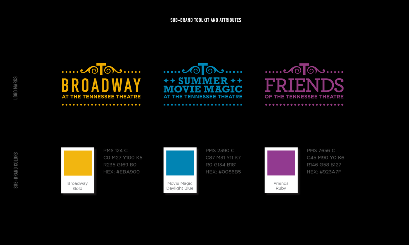 branding  sub-branding Tennessee Theatre Rebrand design Theatre performance art Web Design 