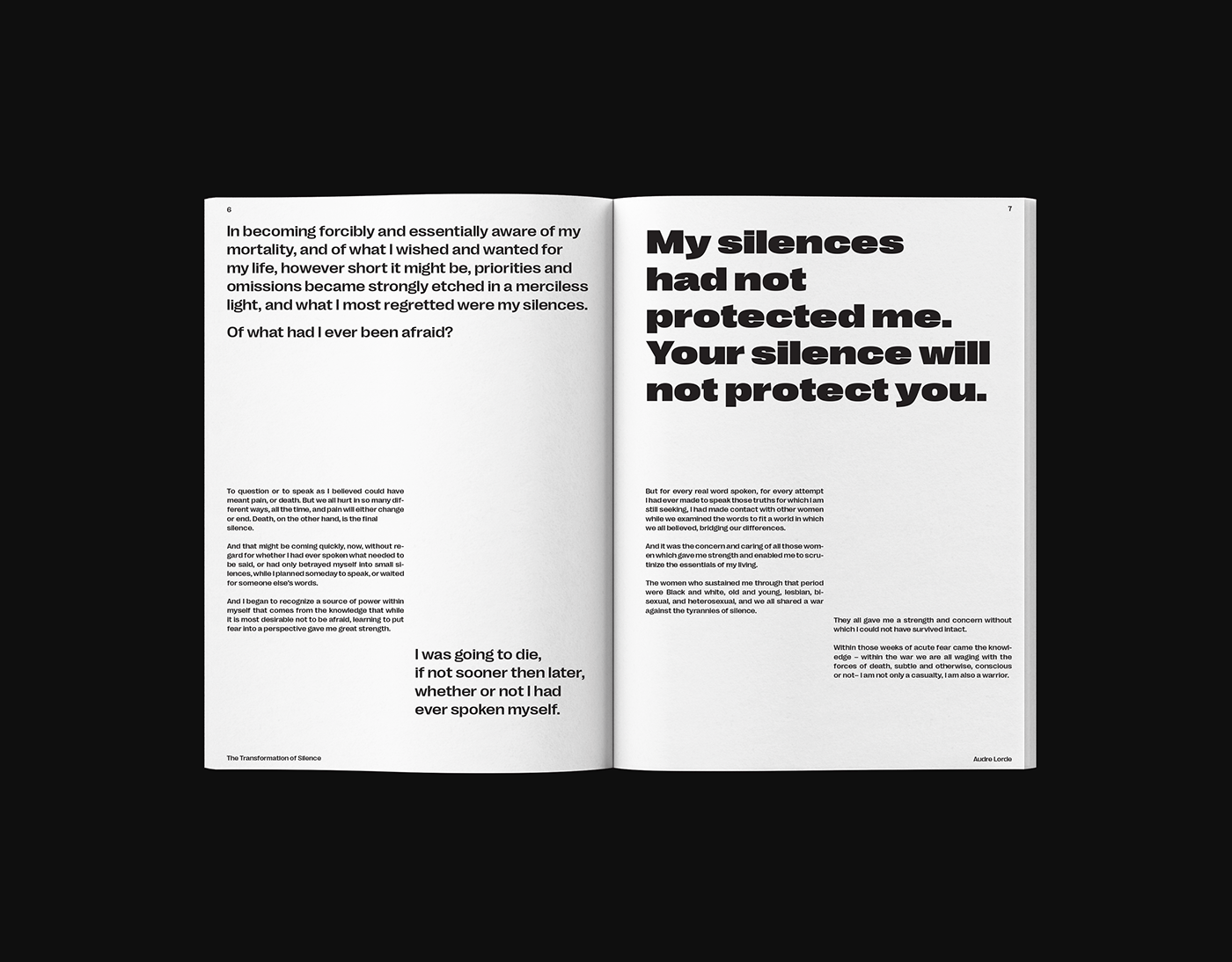 Audre Lorde complex editorial magazine protest design protestive right grotesk typography  