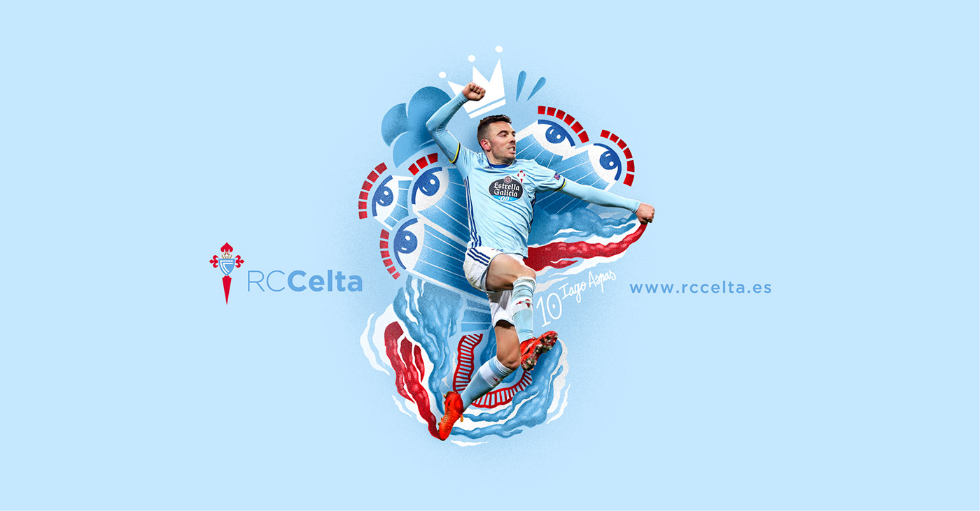 Rc Celta football soccer CELTA balaidos Iago Aspas Orellana Vigo Futbol illustrations