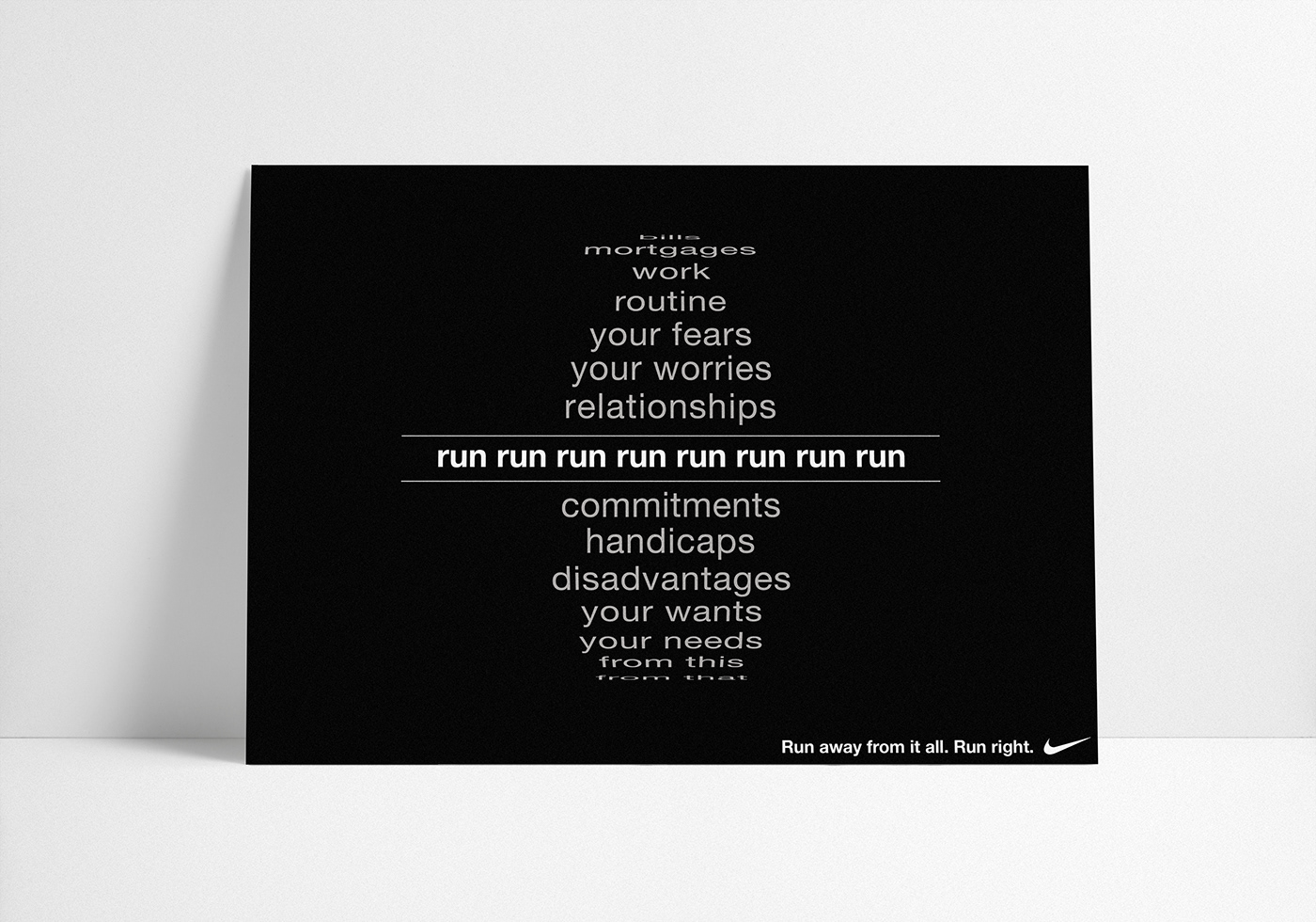 Nike Typographie helvetica poster affiche