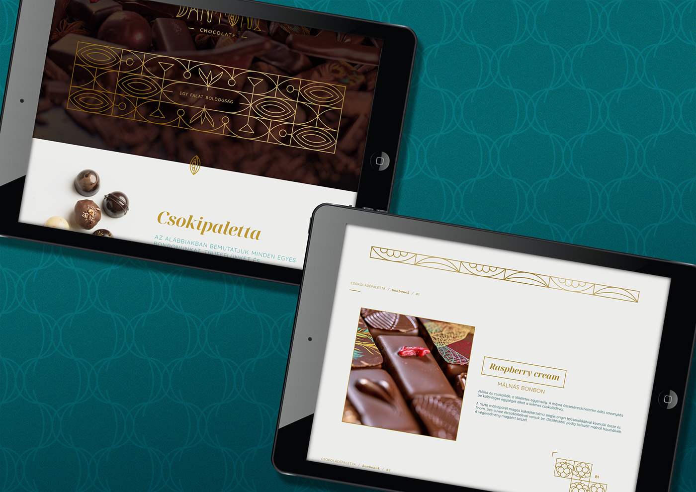 Luxury "art deco" webdesign for an artisan chocolate manufacturer.