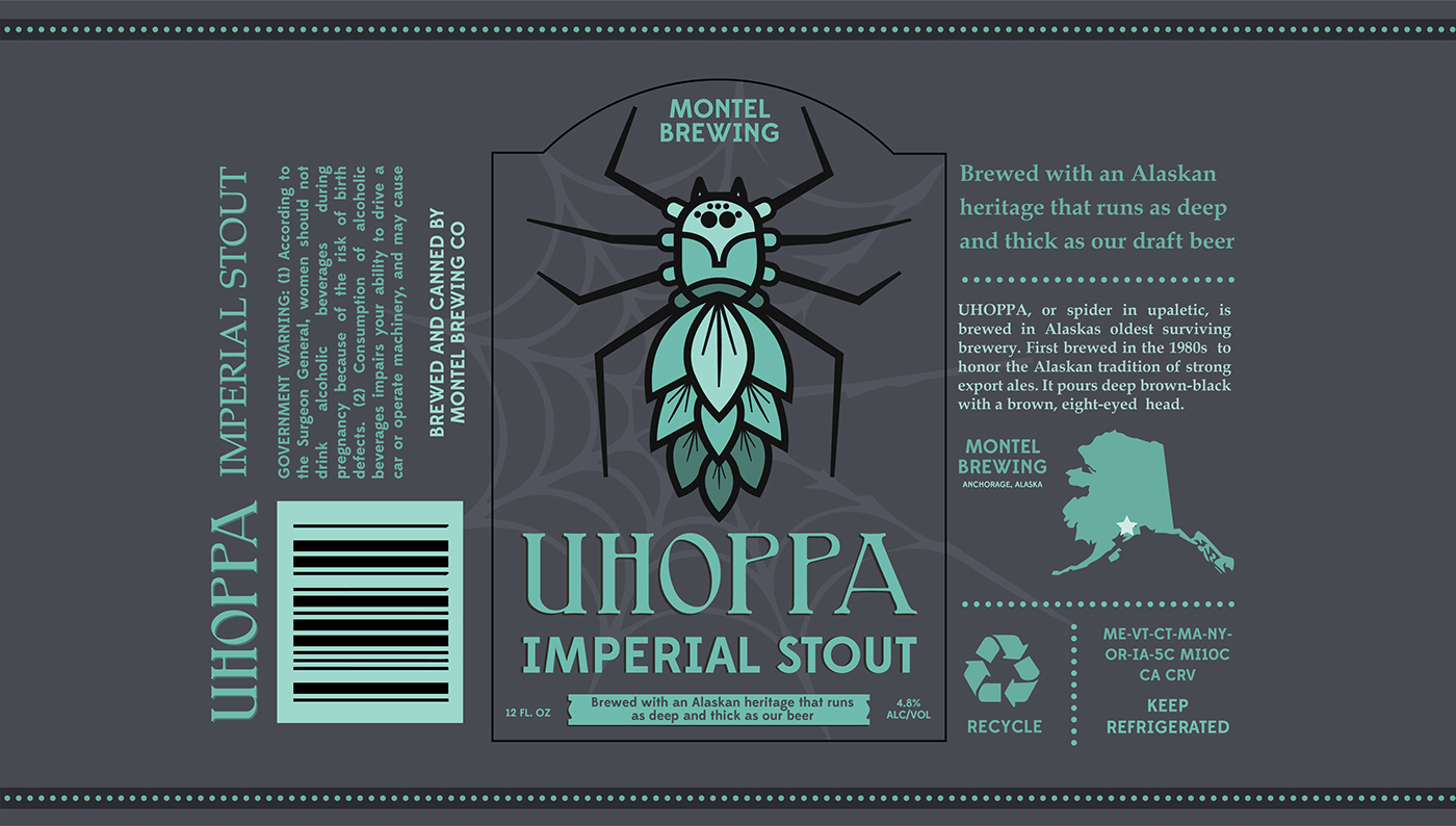 spider beer beer label Alaska hops Beer Packaging graphic design  print design  Holloween beer can