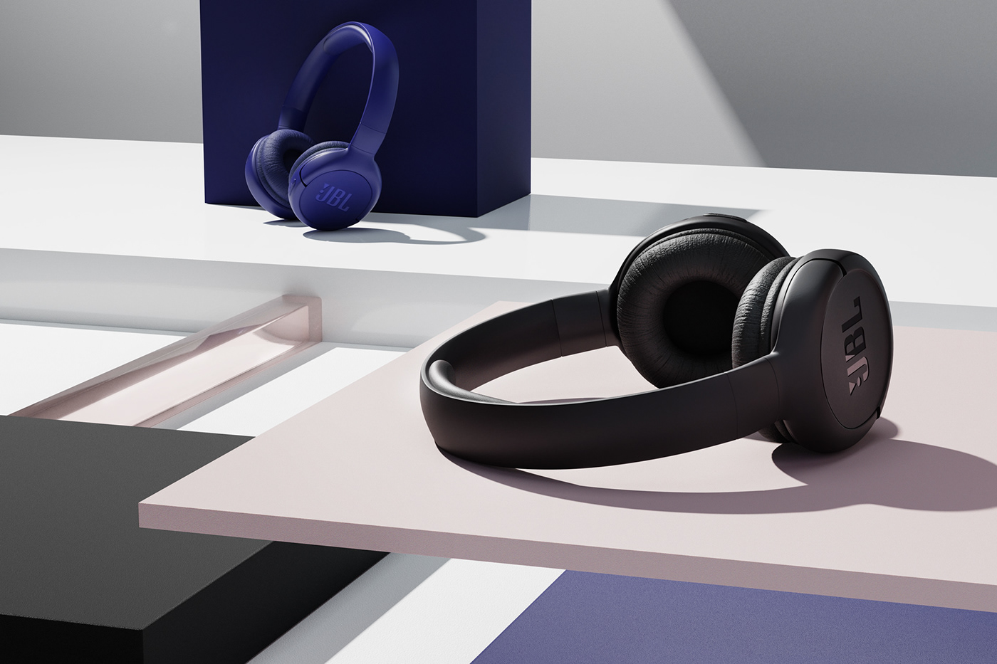 3D bright CGI color headphone headphones jbl minimal product design  still life