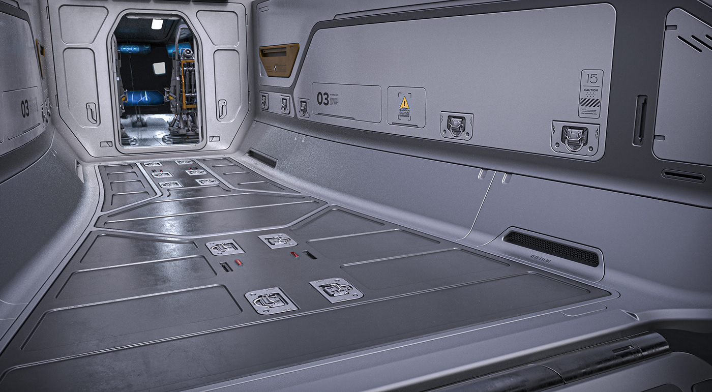 spaceship design concept game art 3D Cargo
