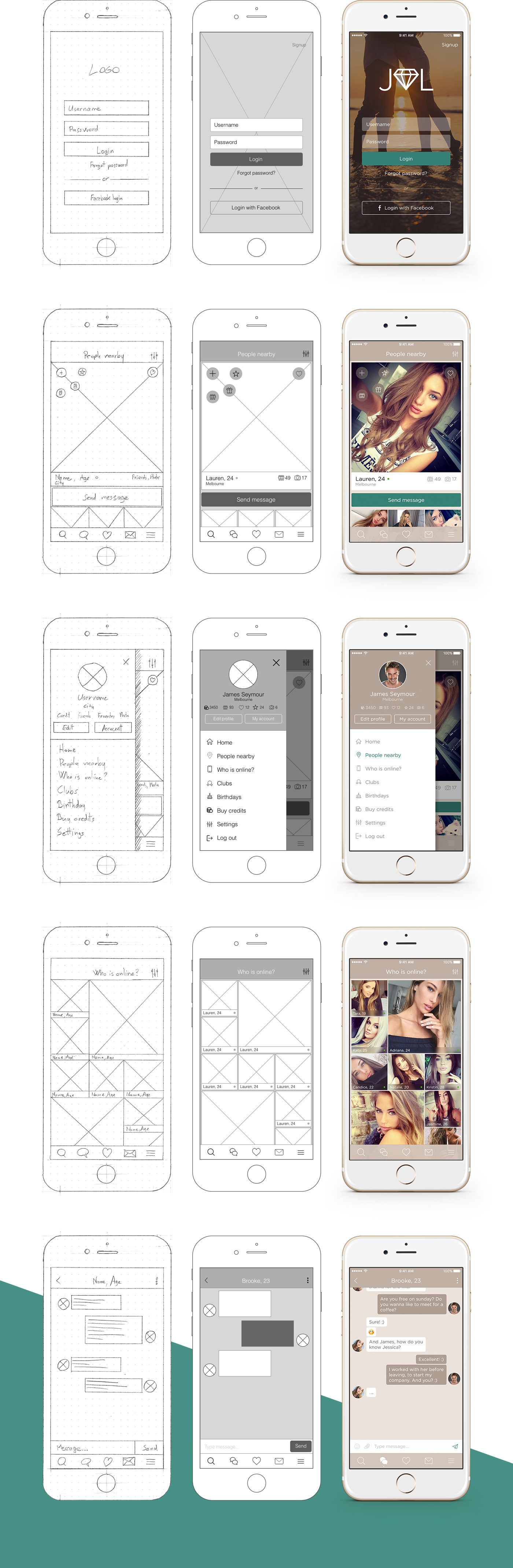 app ios iphone Dating UI ux sketch wireframe