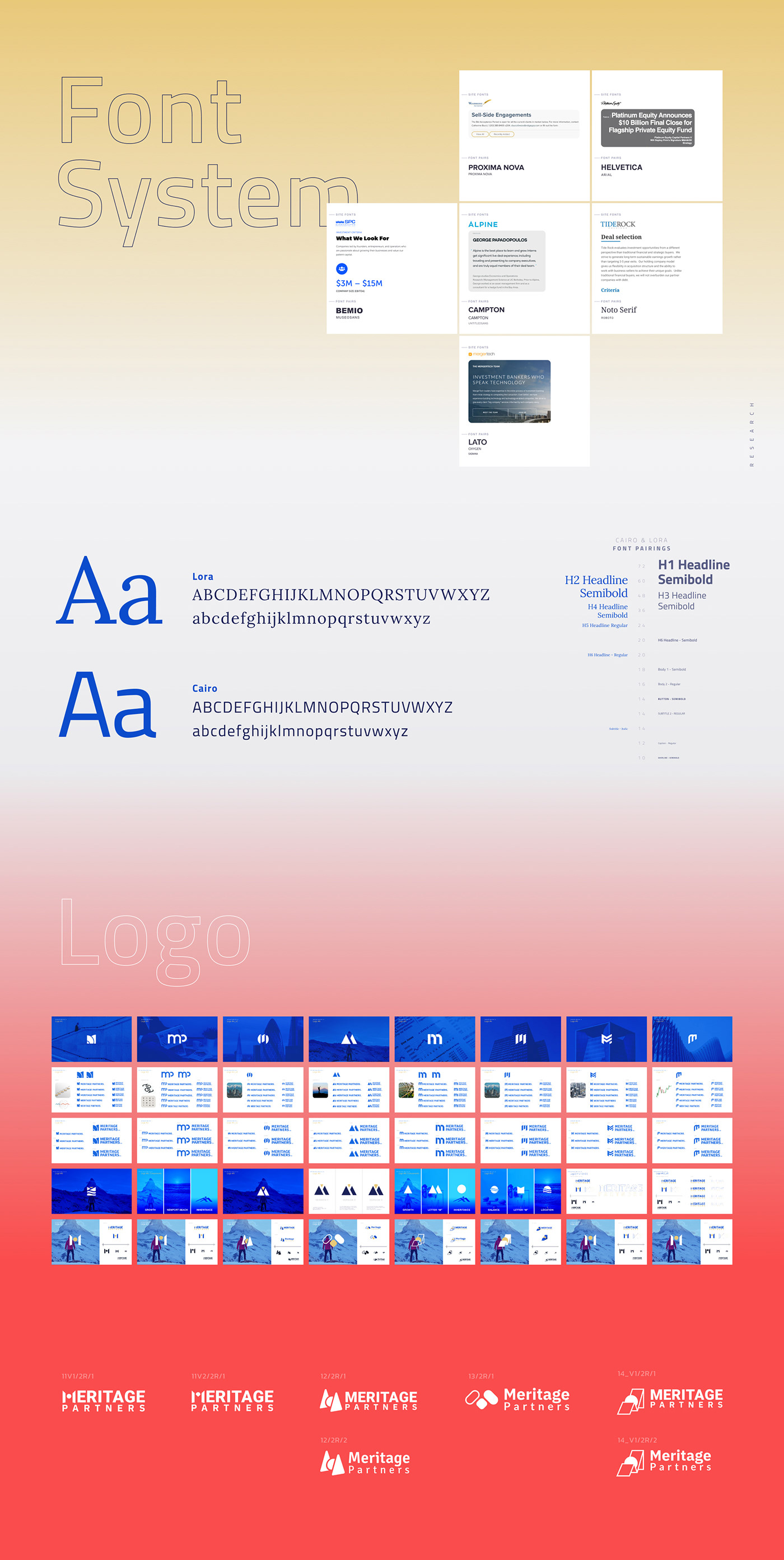 Font research and font system as a part of brand identity and rebranding process. Logo versions