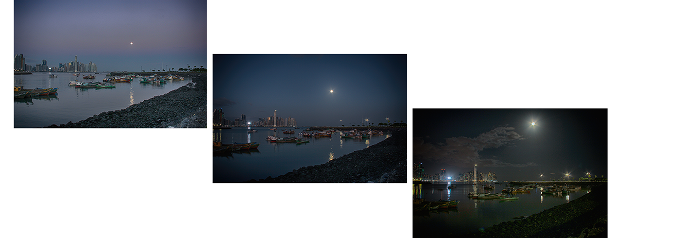 time-lapse NightShot panama city Bay view after effects frame by frame panama skyline full moon