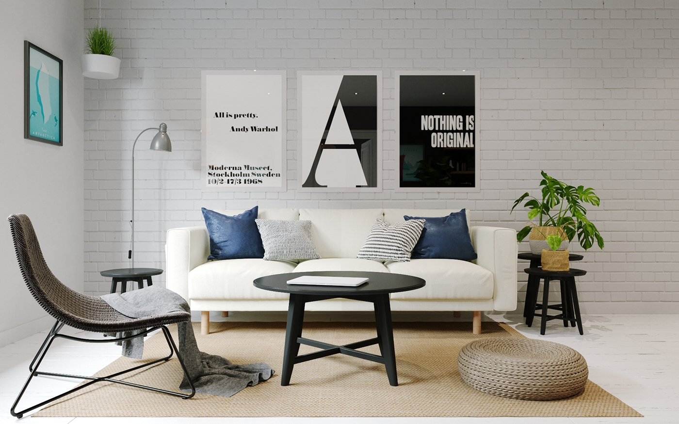 Interior apartment Scandinavian ikea Render visualization warsaw poland ukraine