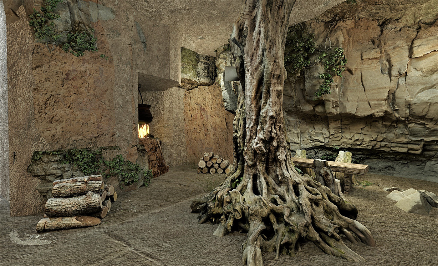 Nature forest woods fantasy Interior 3ds max vray