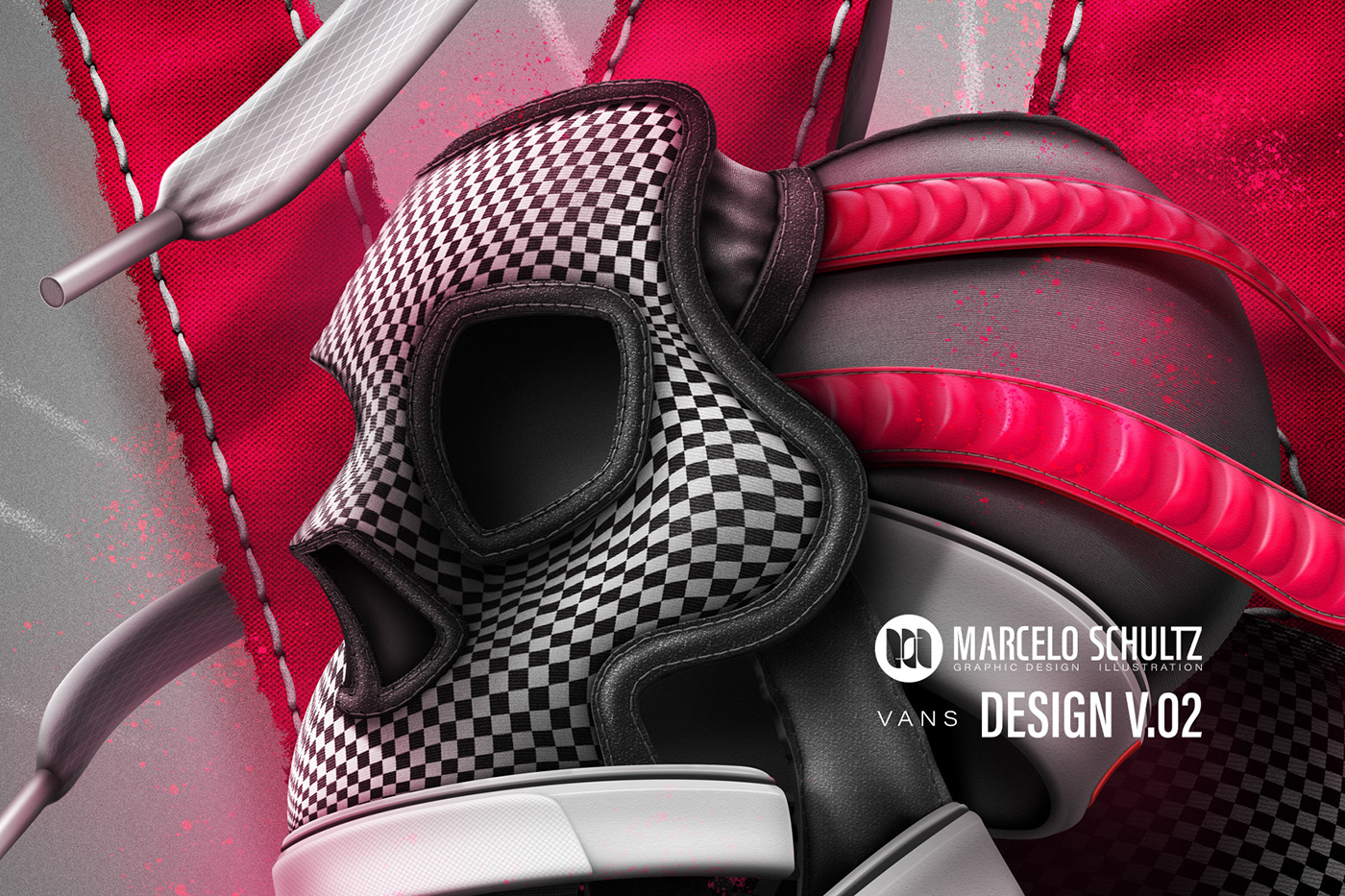 Vans design ILLUSTRATION  vector lettering 3D skull photoshop Illustrator shoes