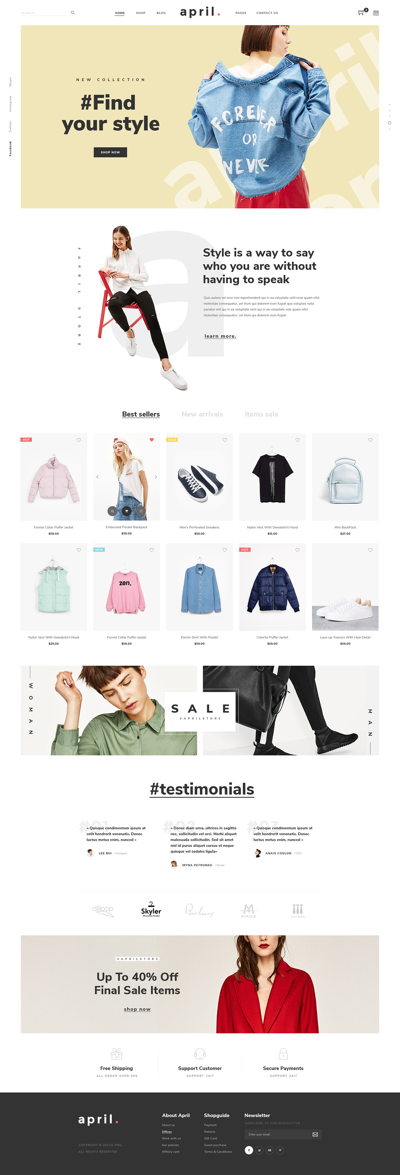 April - Ecommerce PSD Template on Behance