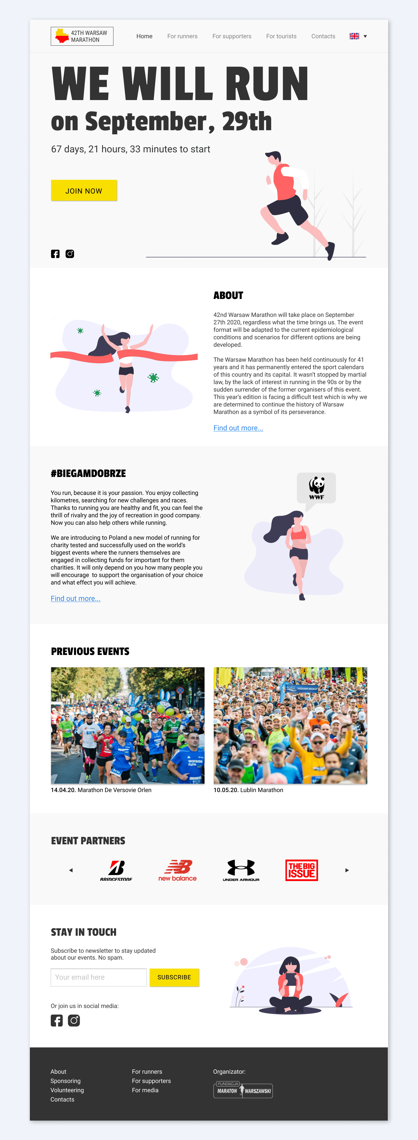 landing page Marathon redesign sport Figma fitnes landing Minimalism run Webdesign