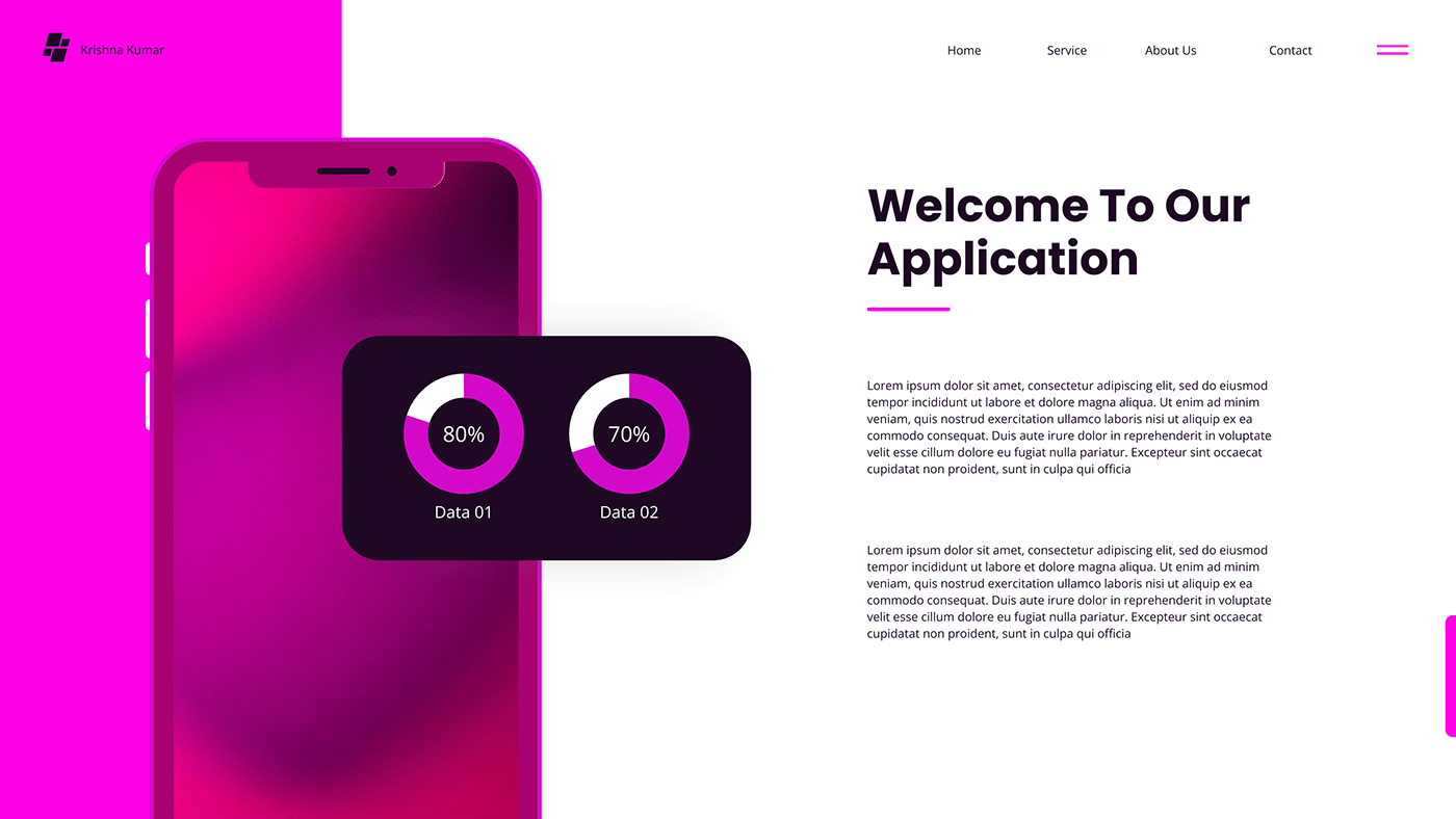 modern minimalist White purple apps mobil design presentation Mobile Application Purple Pink Gradient