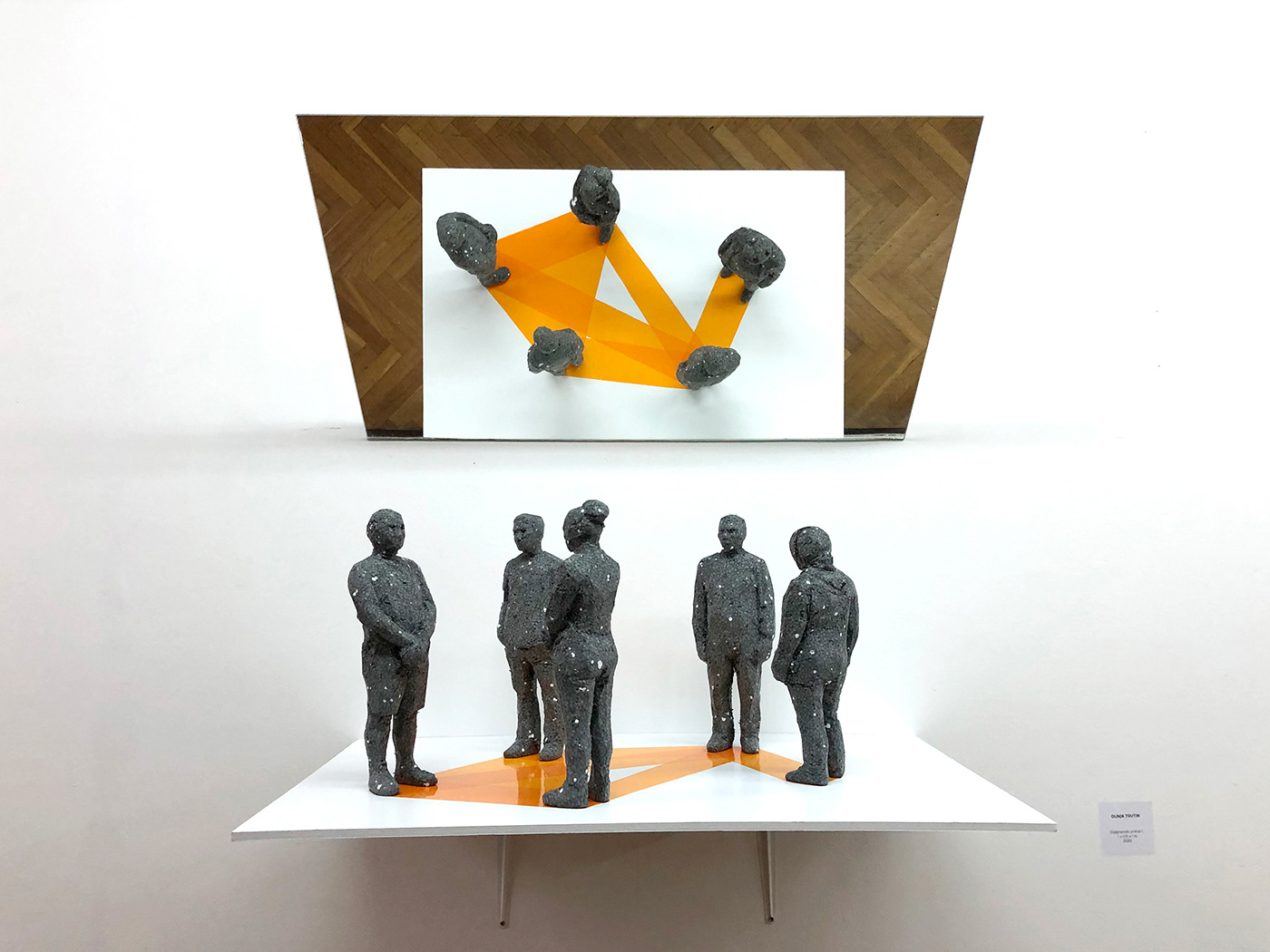 communication diagram distance installation mirror people polystyrene sculpture social network