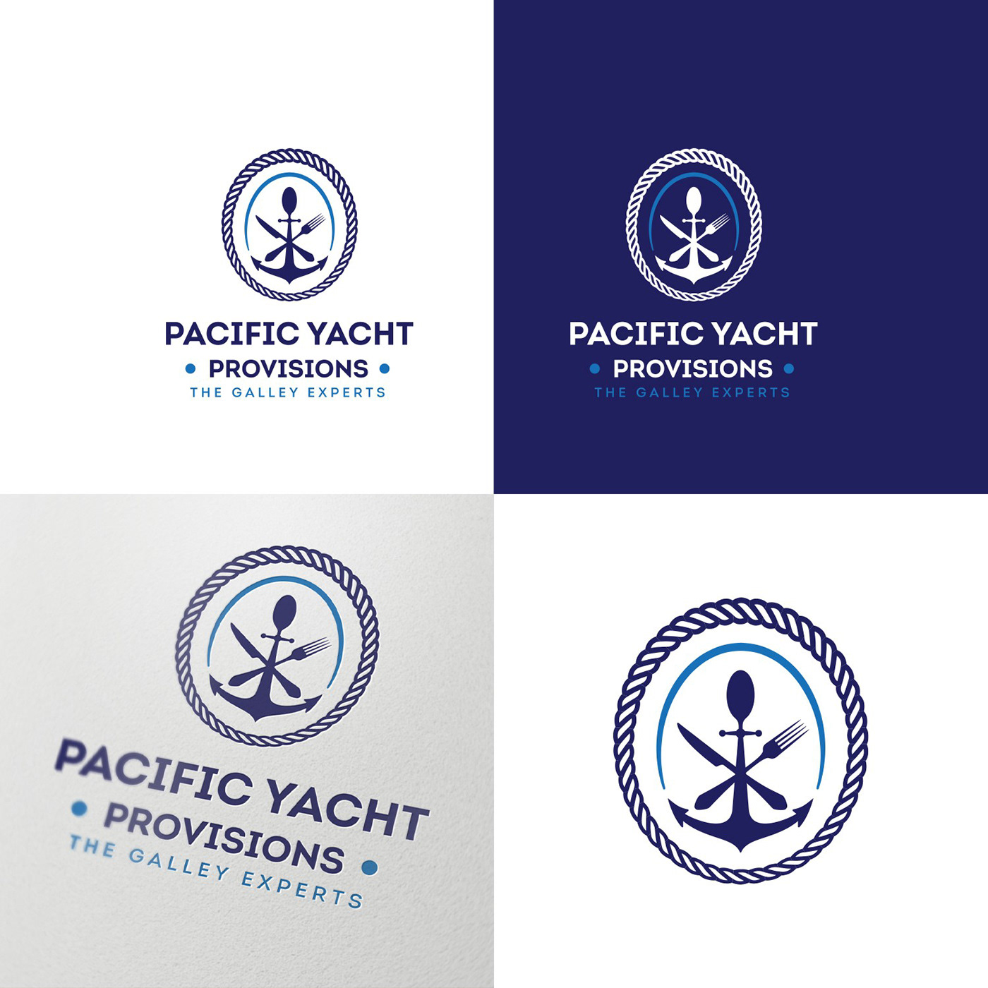 anchor cutlery food catering company logo marine maritime restaurant rope seafood yacht