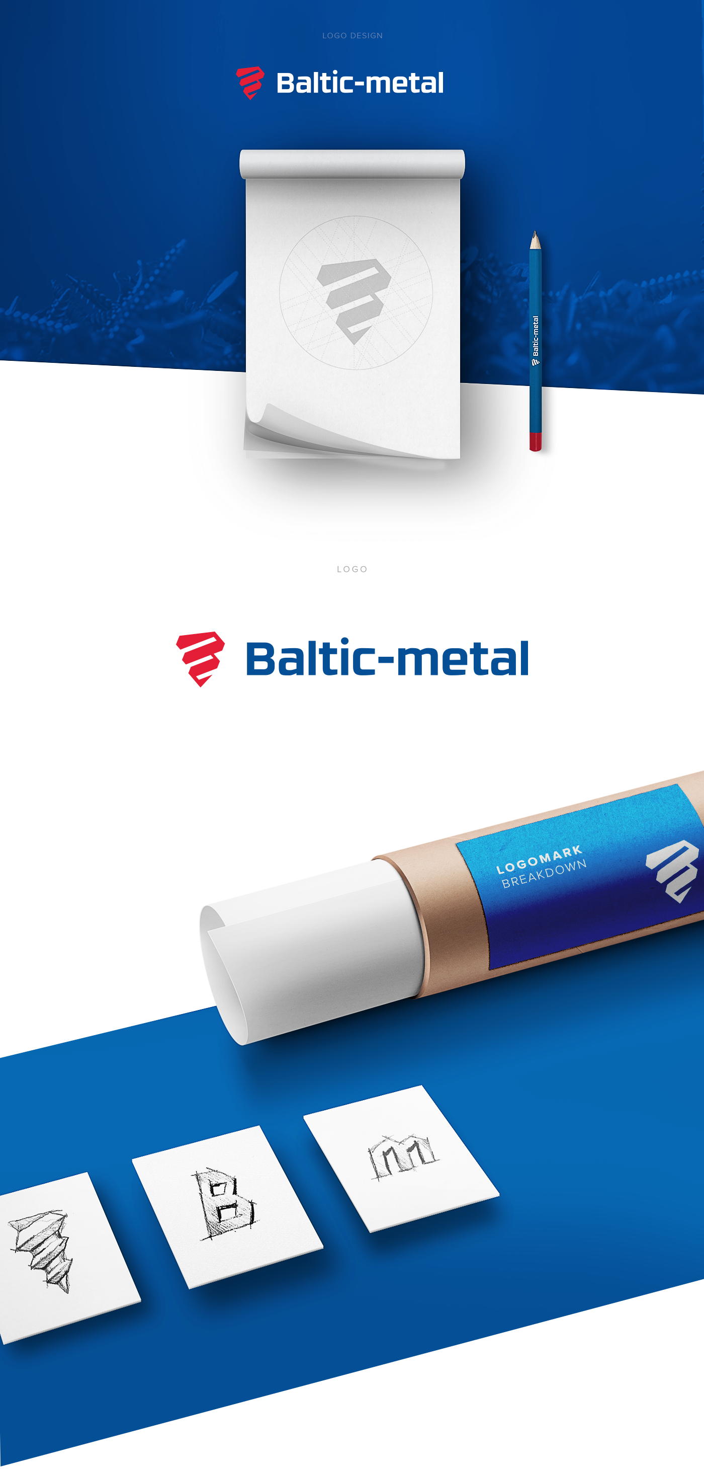 Baltic metal logo branding  identity blue red industry screw tools
