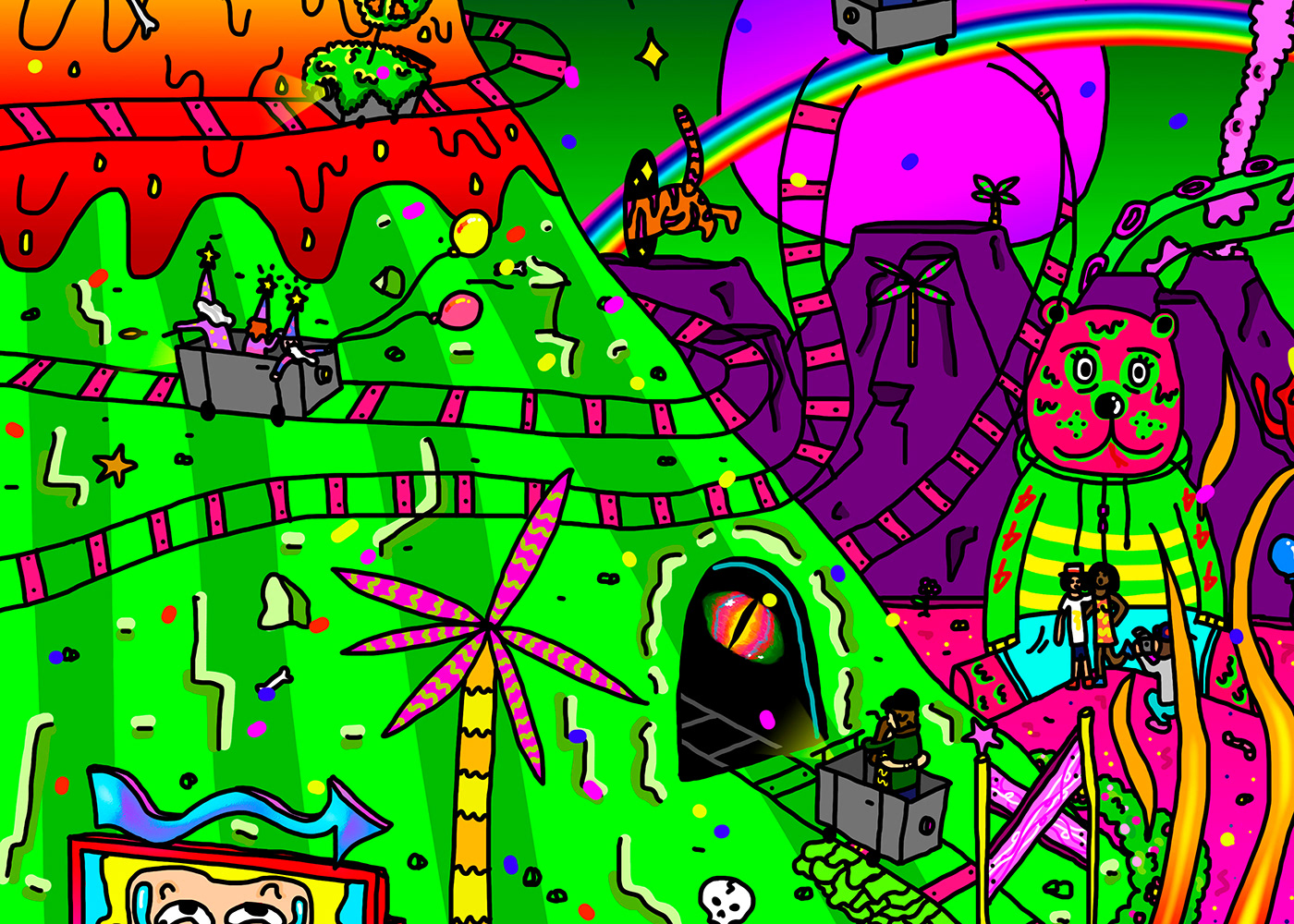color Park trip fire fest diablo horror ghost happy rollercoaster