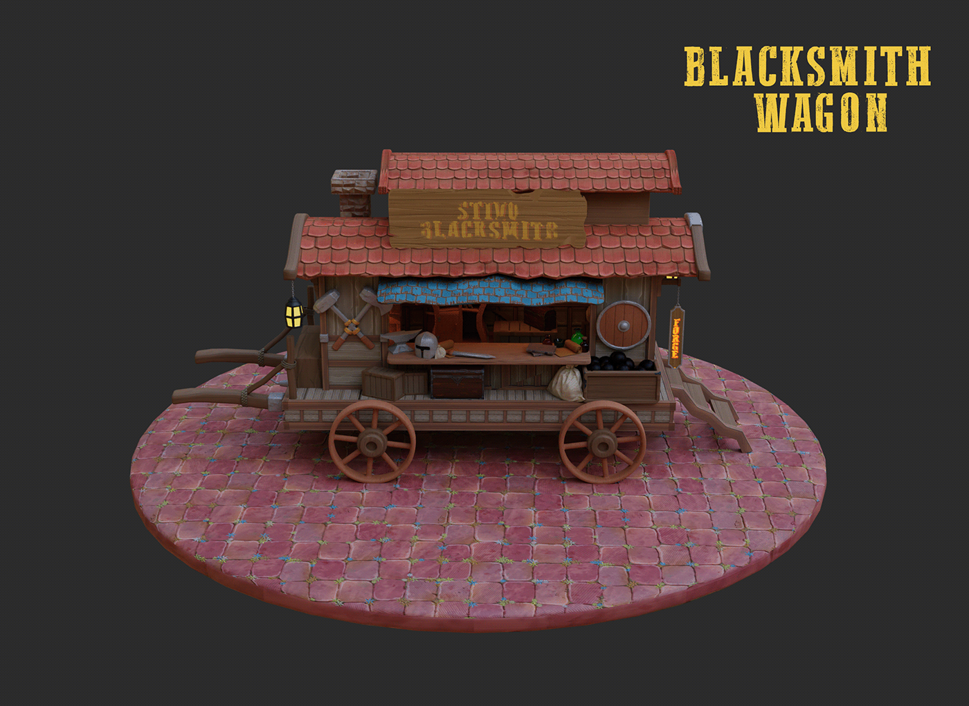 3D 3dart 3dasset Blacksmith game blender concept art GameAsset wagon