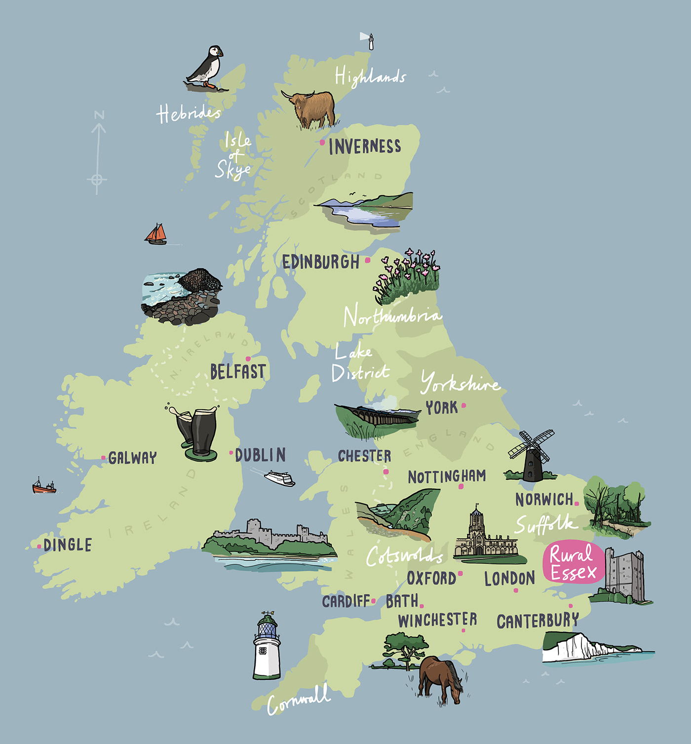 editorial map essex map illustrated map Illustrative Maps  map map illustrations map illustrator pictorial maps Regional Map uk map