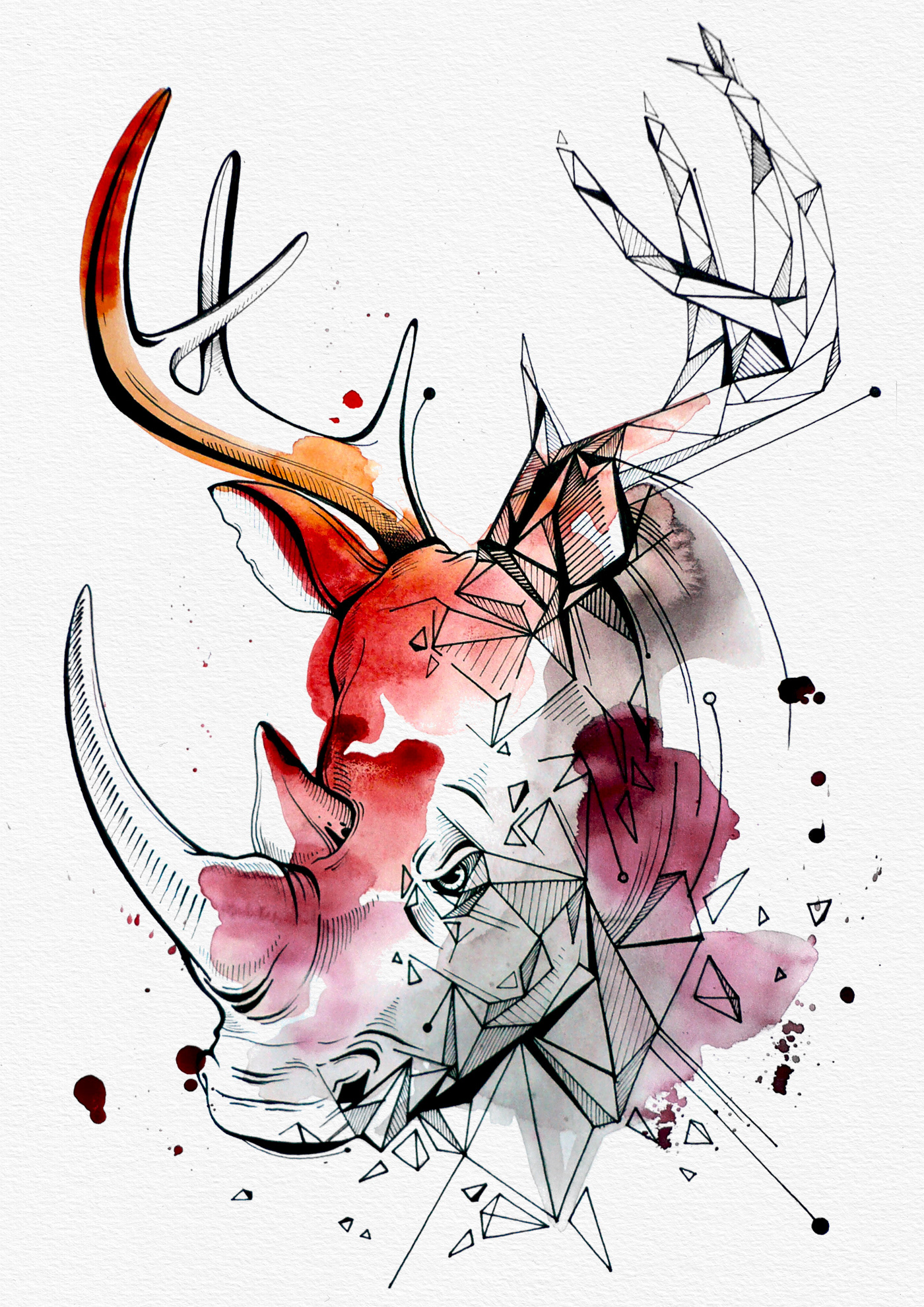 animal design fantasy figure ILLUSTRATION  Nature print art print design  watercolor