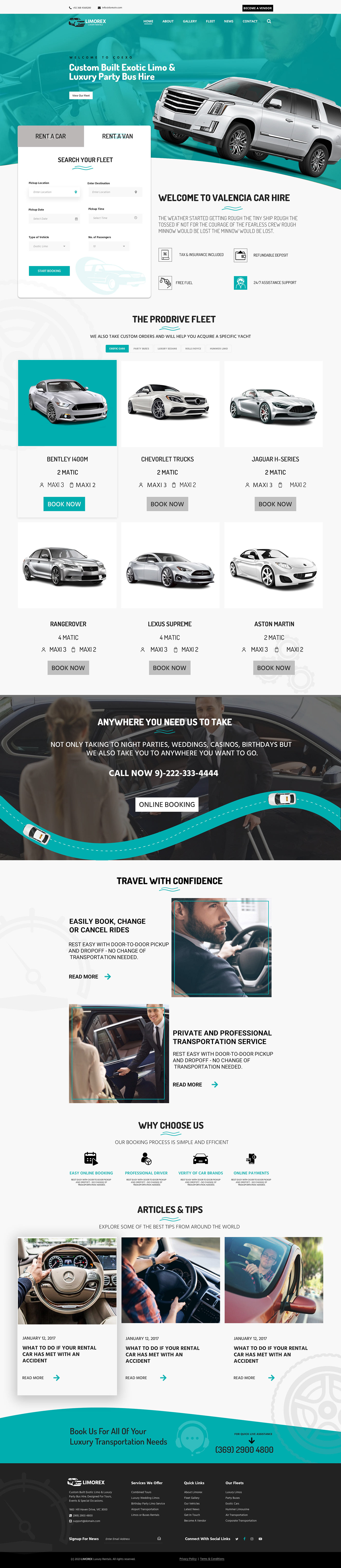 Limo Service Travel rental car UI/UX landing page UX design Website