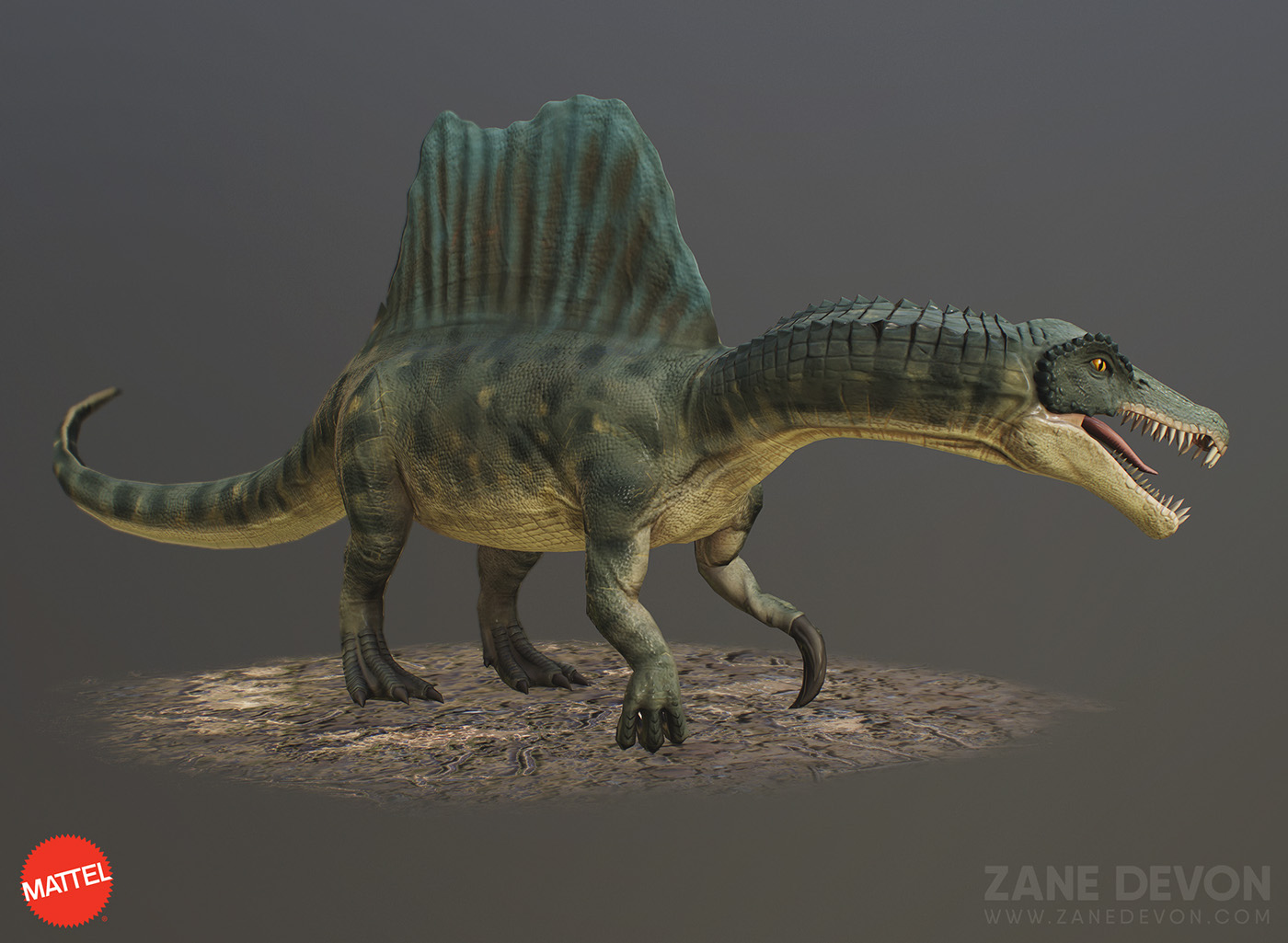 Dinosaur spinosaurus view Master virtual reality 3D model Character creature