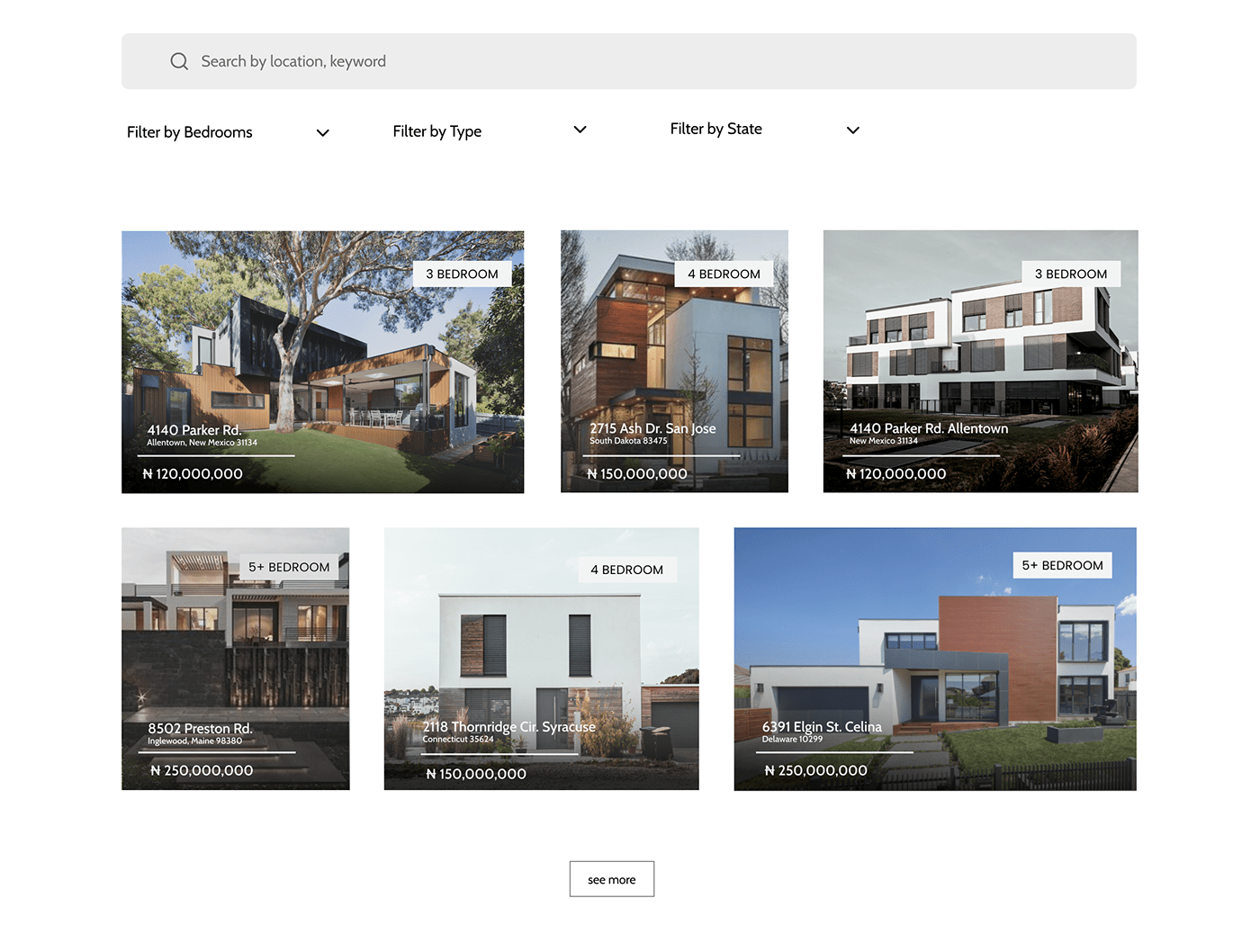 design landing page real estate UI/UX Web Design 