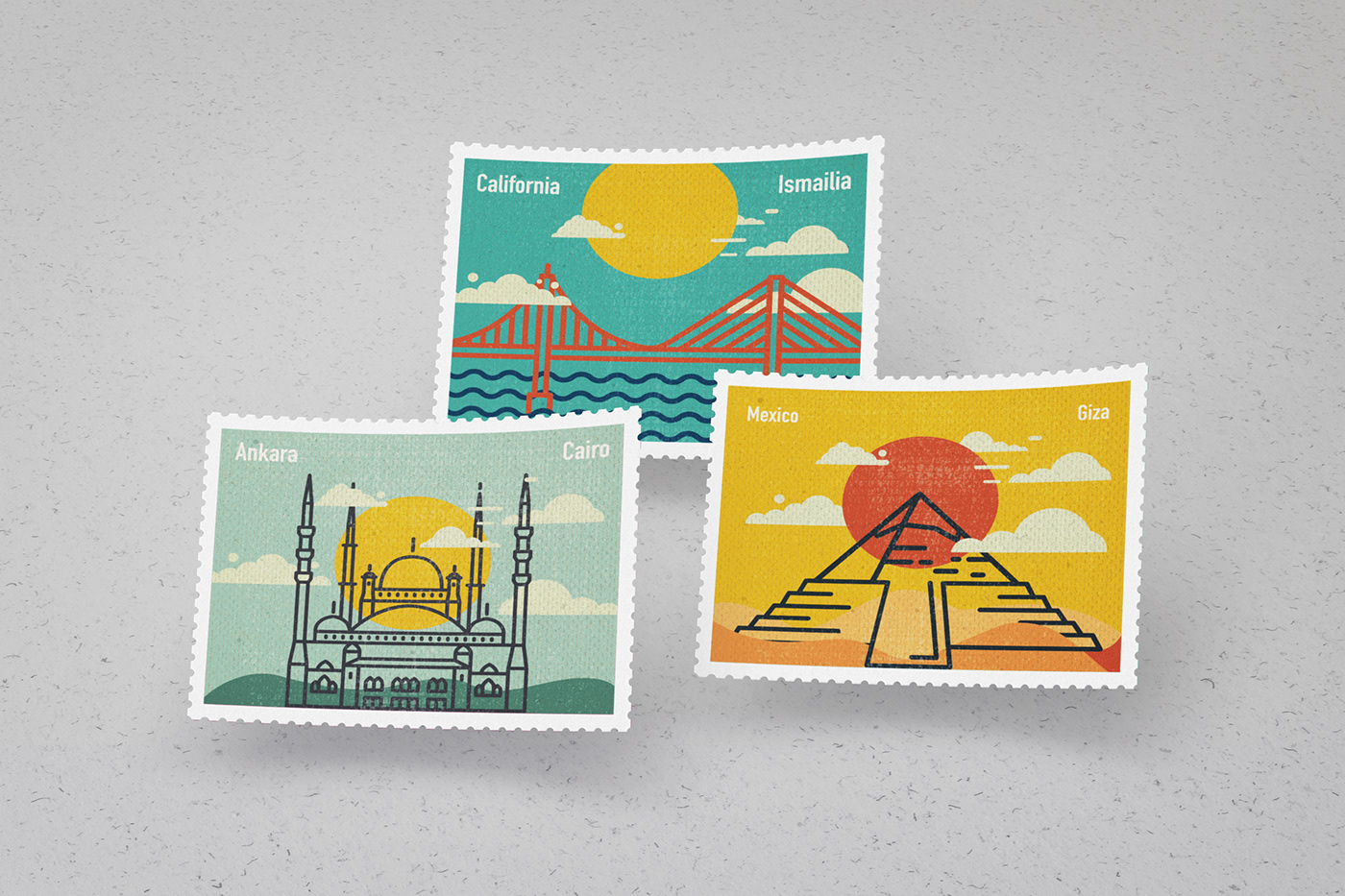 #postcard   #places #illustration design vector egypt Postage